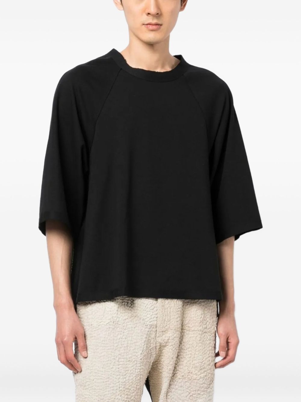 raglan-sleeve black T-shirt - 3