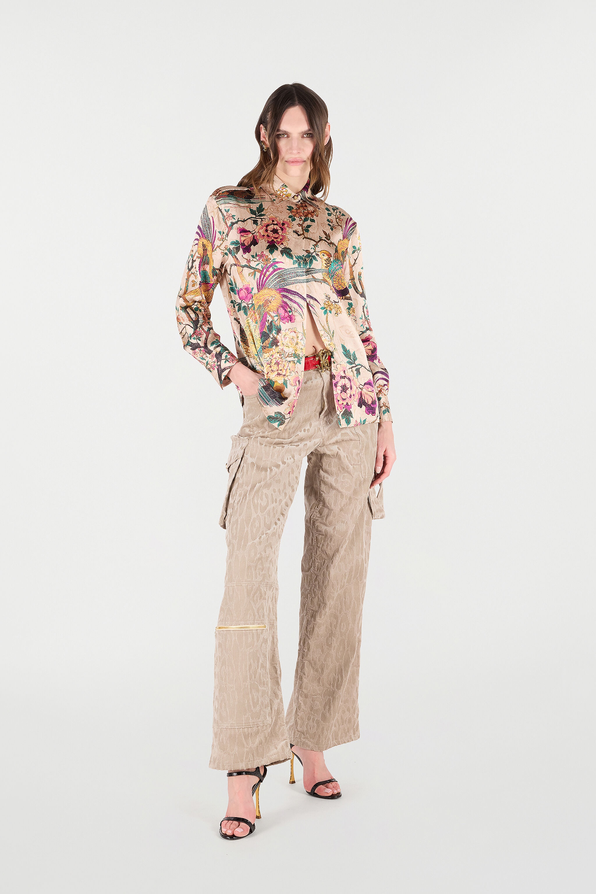 Silk Shirt with Floral and Pheasant Print - 2