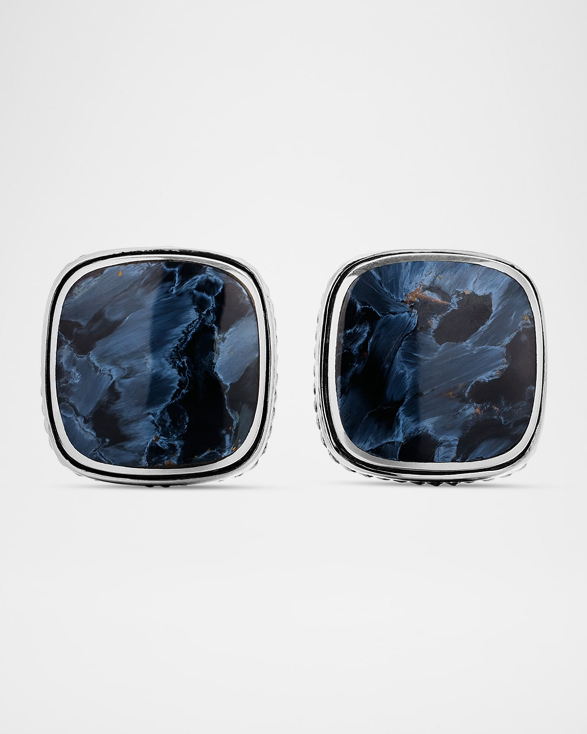 Men's Exotic Stone Cuff Links with Gemstones in Silver, 18mm - 1