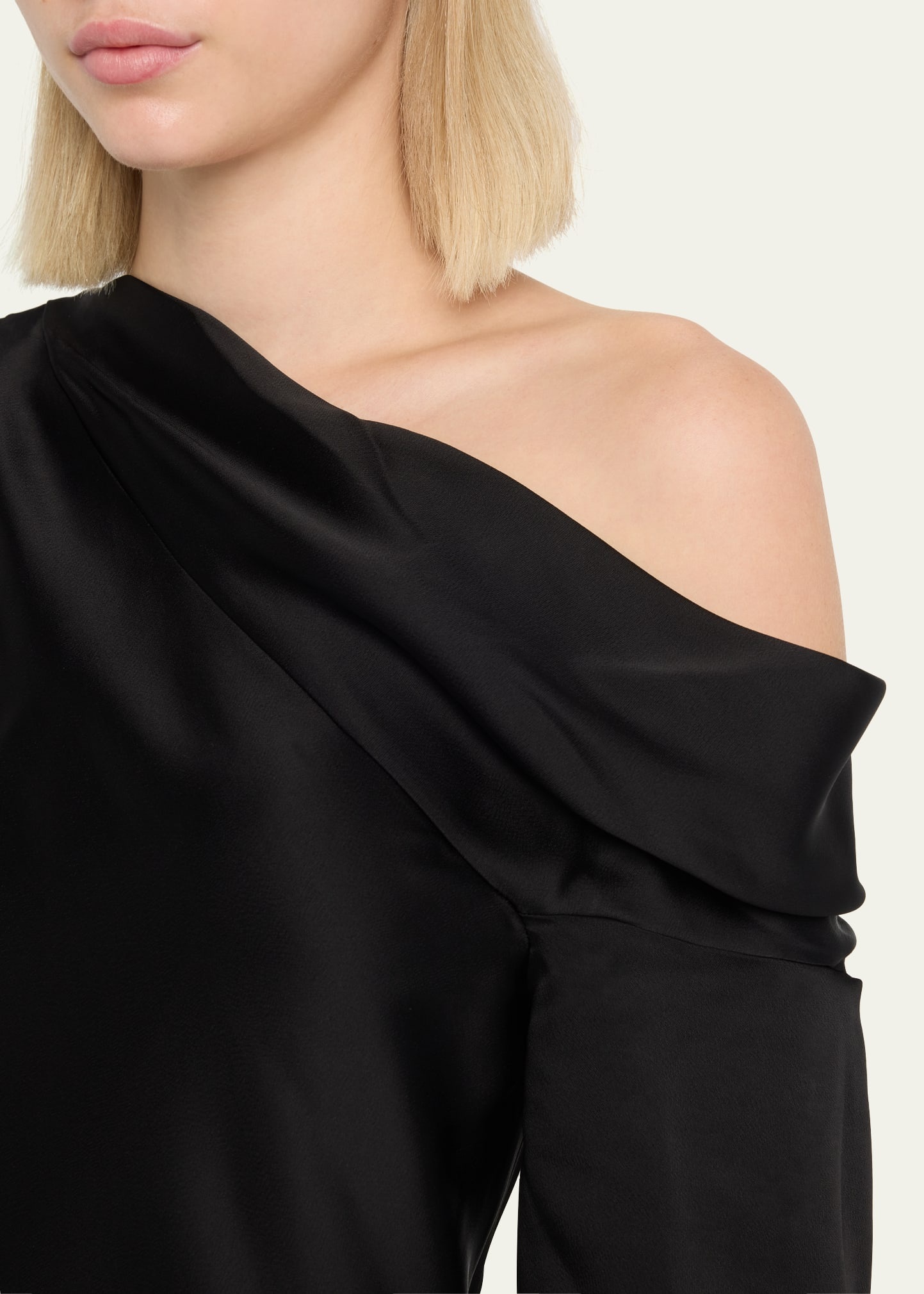 Alice Draped Satin One-Shoulder Top - 5