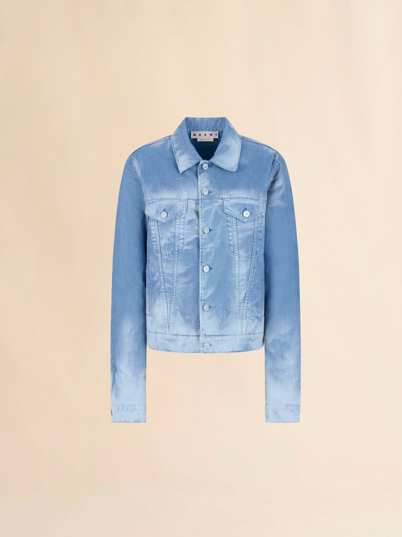 LIGHT BLUE FLOCKED DENIM TRUCKER JACKET 1