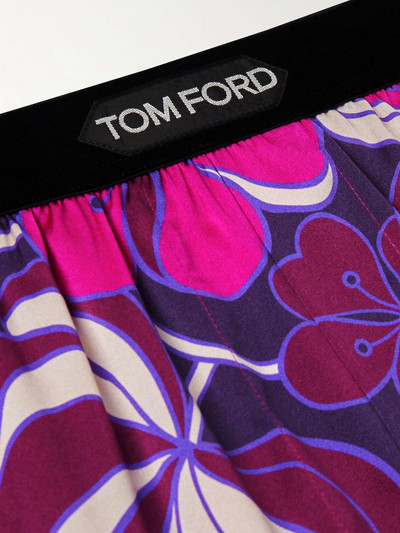 TOM FORD Floral-Print Velvet-Trimmed Stretch-Silk Satin Boxer Shorts outlook