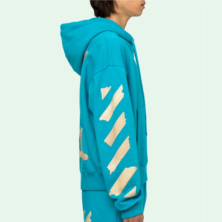 Off-White SS20 Hooded Sweatshirt Men Blue OMBB037R20E300023948 - 4