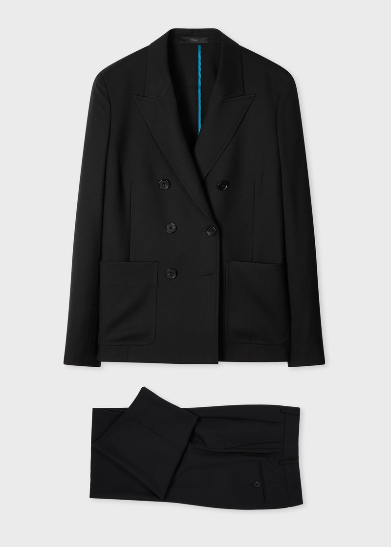 Women's A Suit To Travel In - Black Unlined Double-Breasted Suit 1