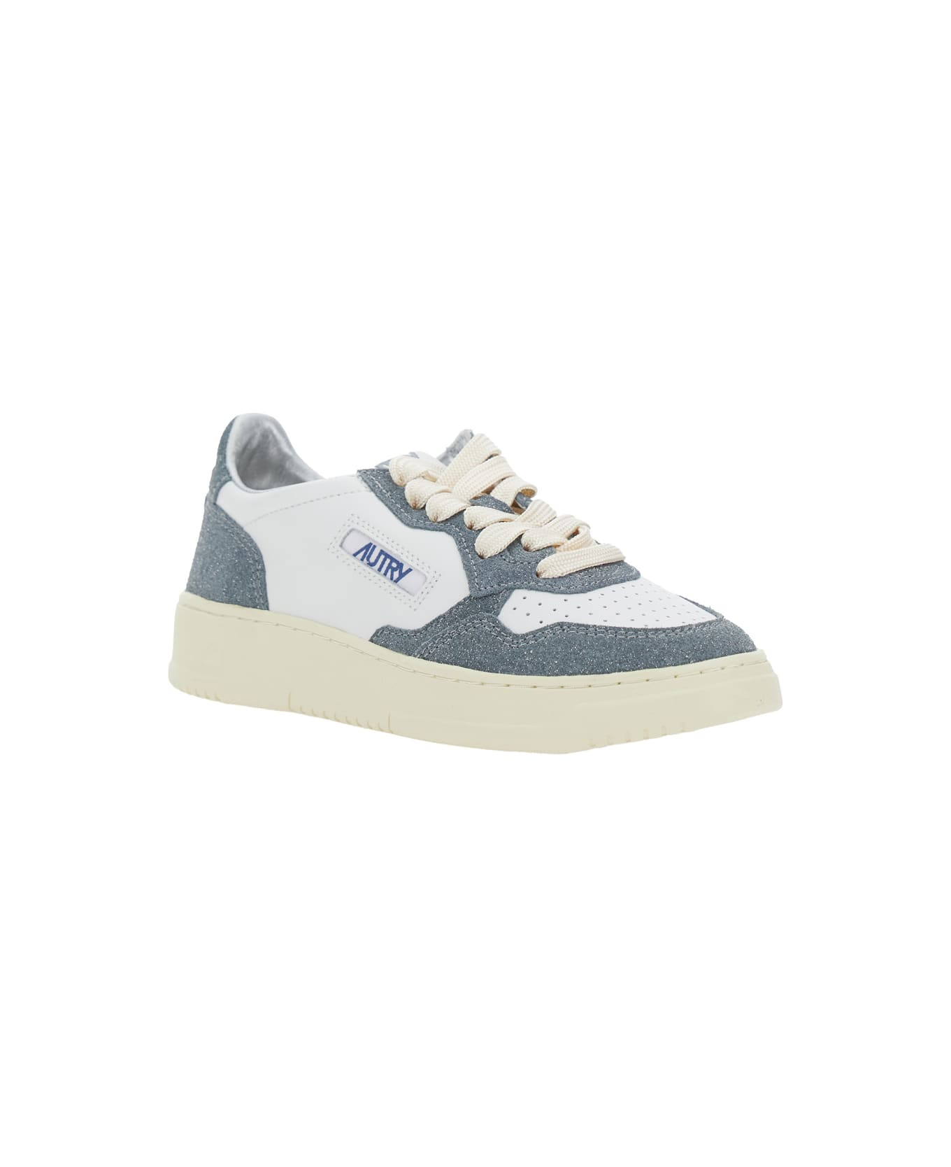 'medalist' Blue Low Top Sneakers With Logo Detail In Leather And Suede Woman - 2