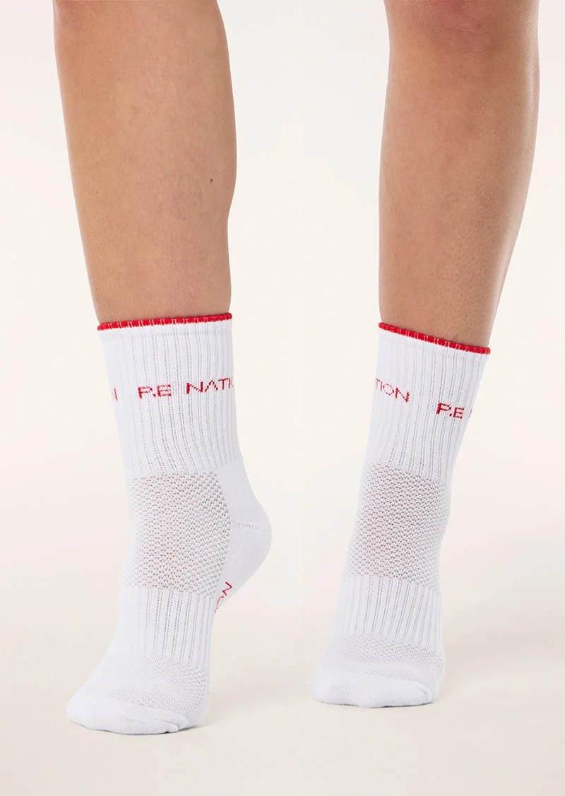 VITA SOCK IN WHITE & COLLEGE RED - 1