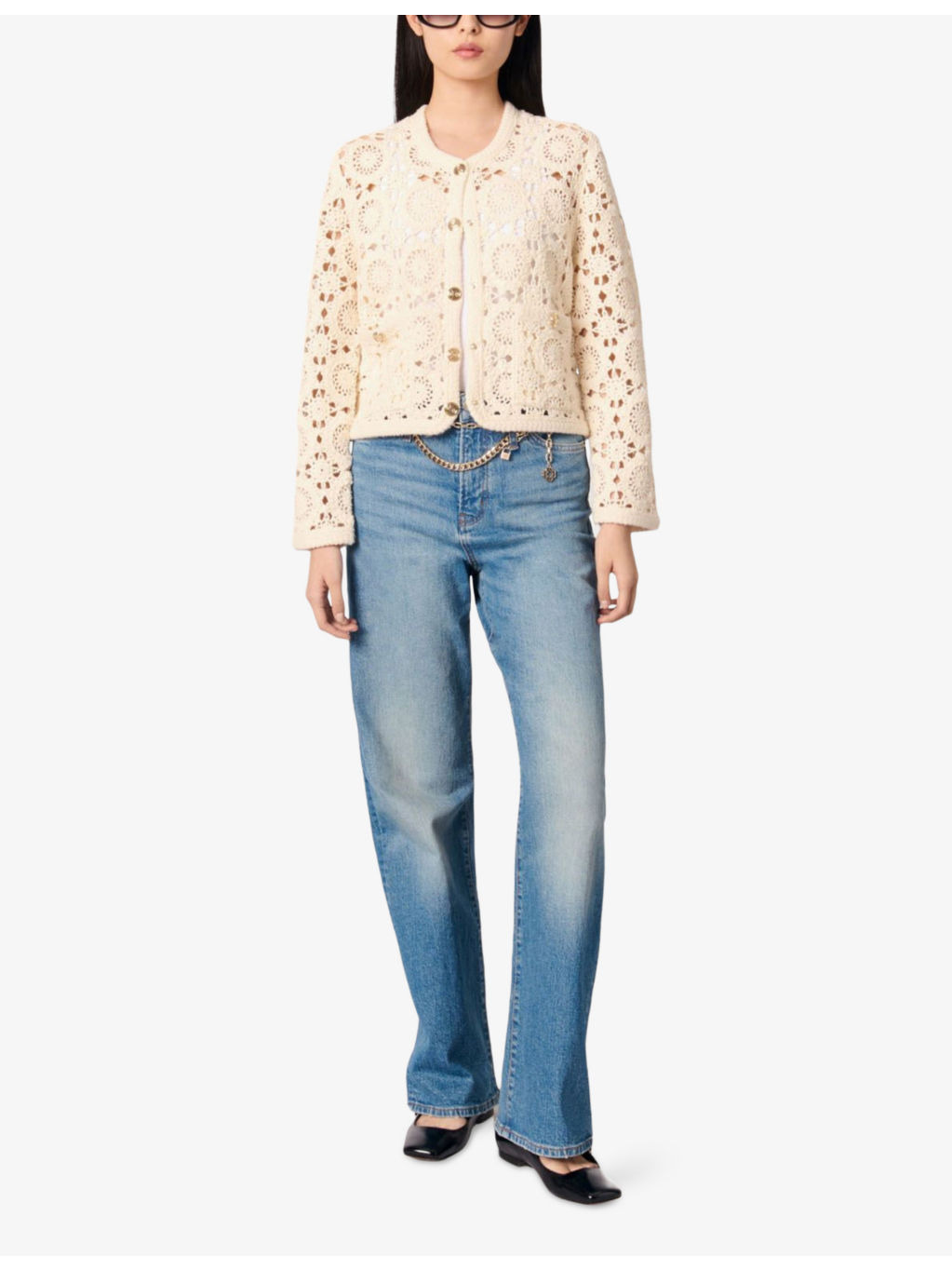 Crochet Cropped Knitted Cardigan - 2