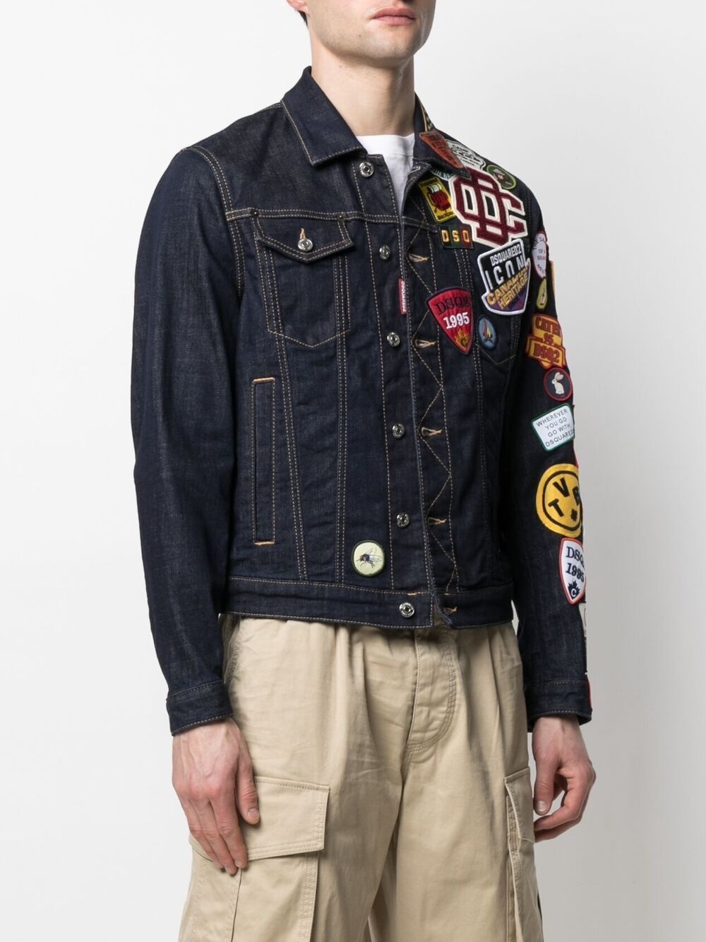 patch-embellished denim jacket - 3