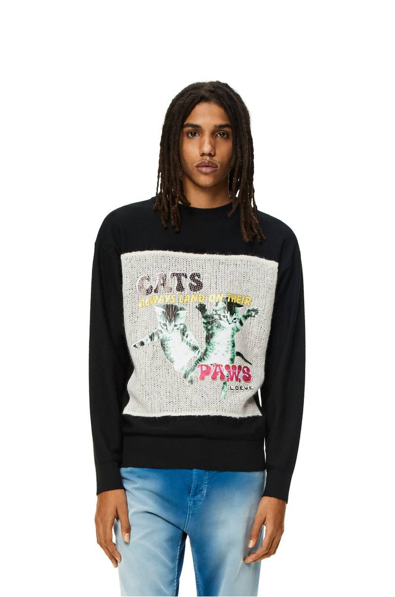 Printed mohair panel sweater in wool 3