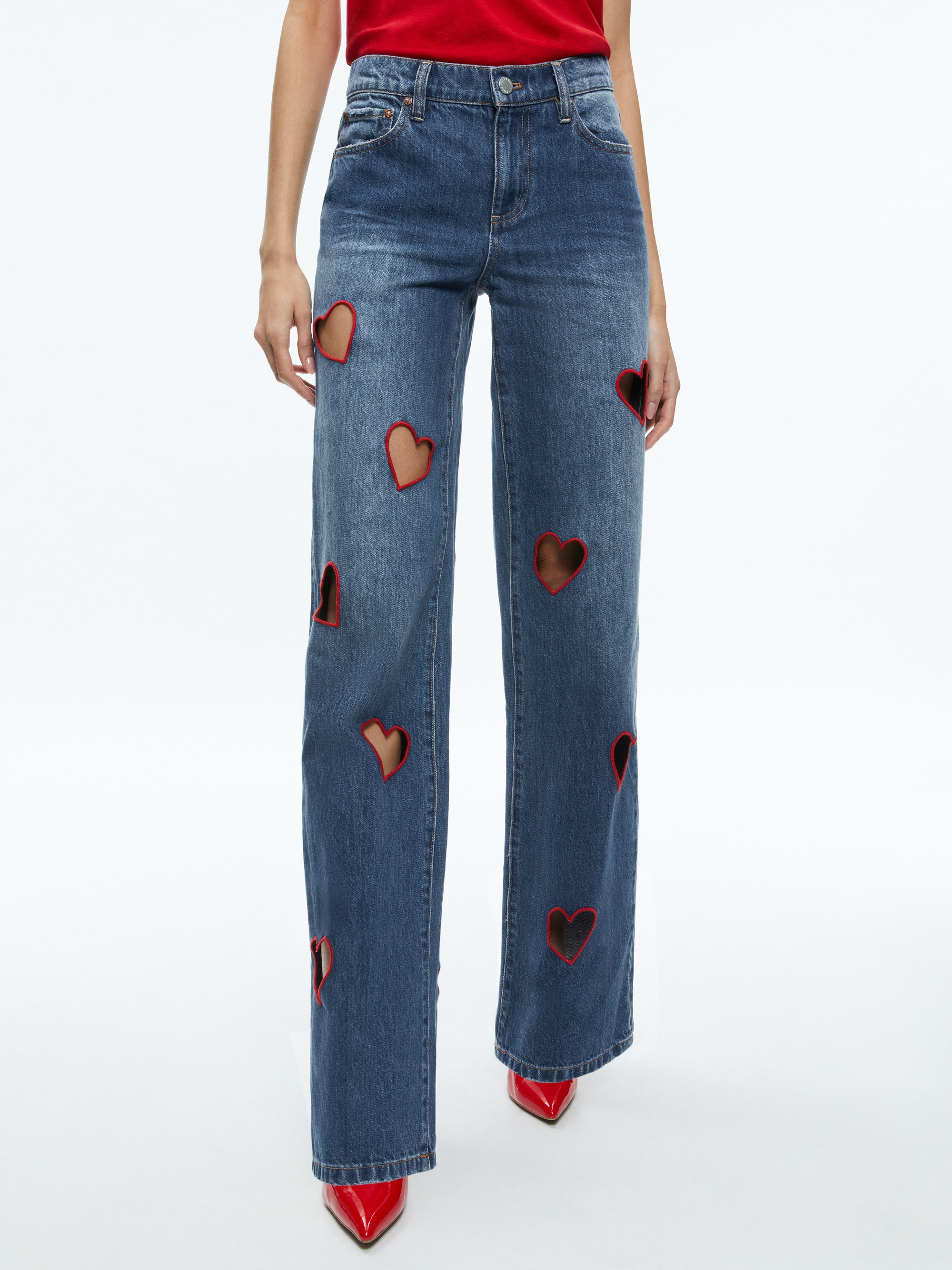 KARRIE EMBROIDERED HEART CUTOUT JEAN - 3