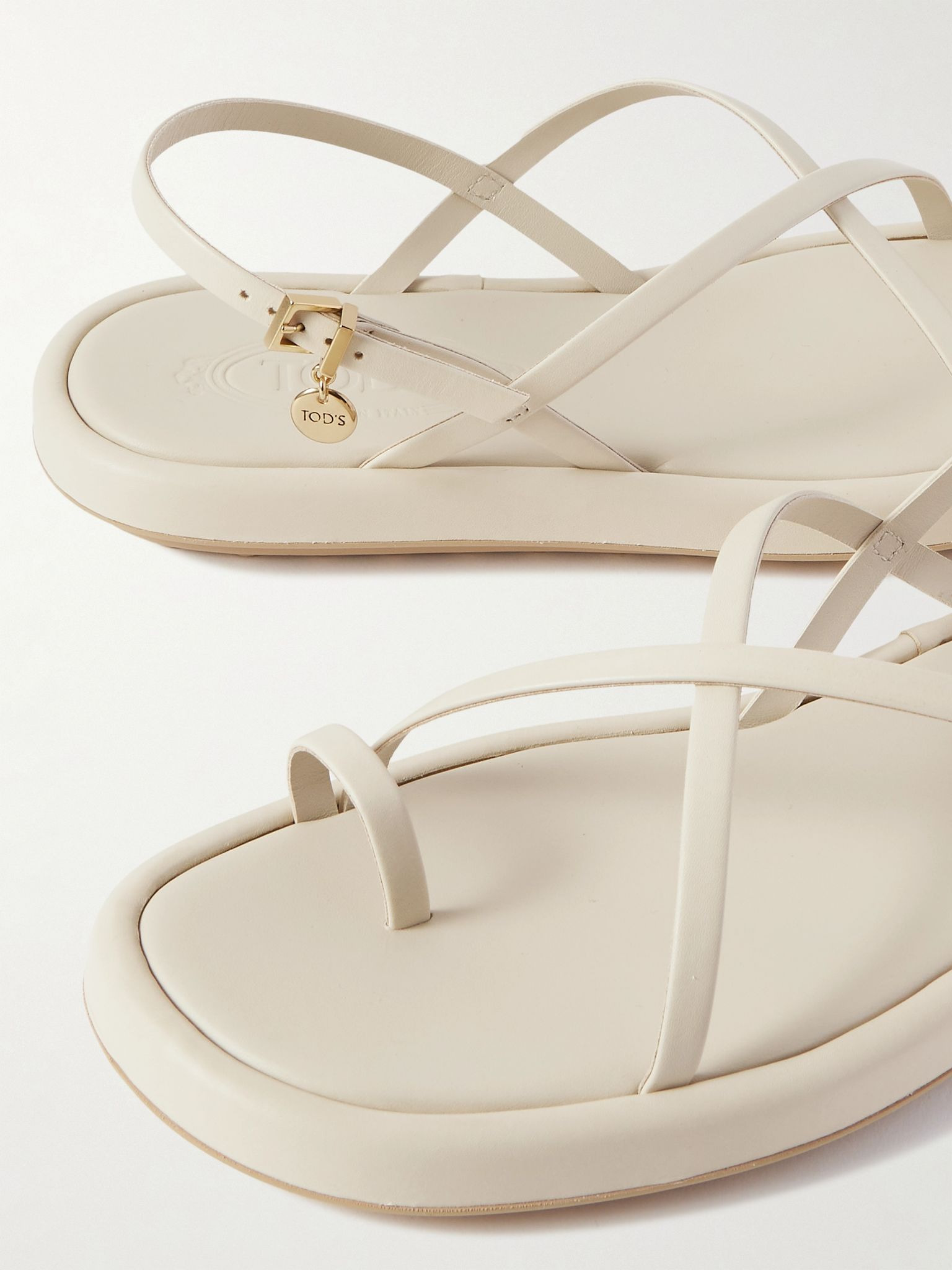 Leather sandals Cream - 4