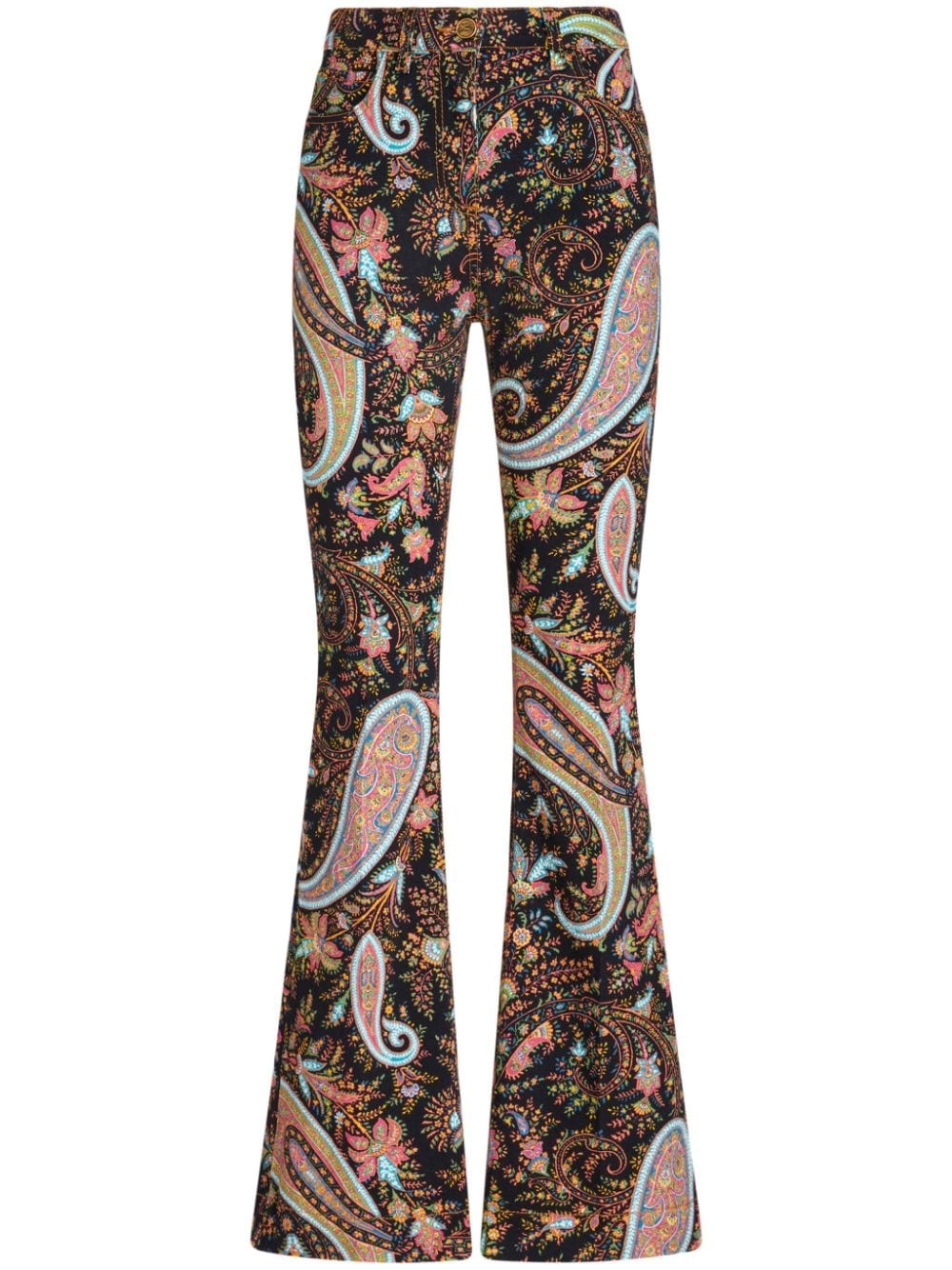 paisley-print flared trousers - 1
