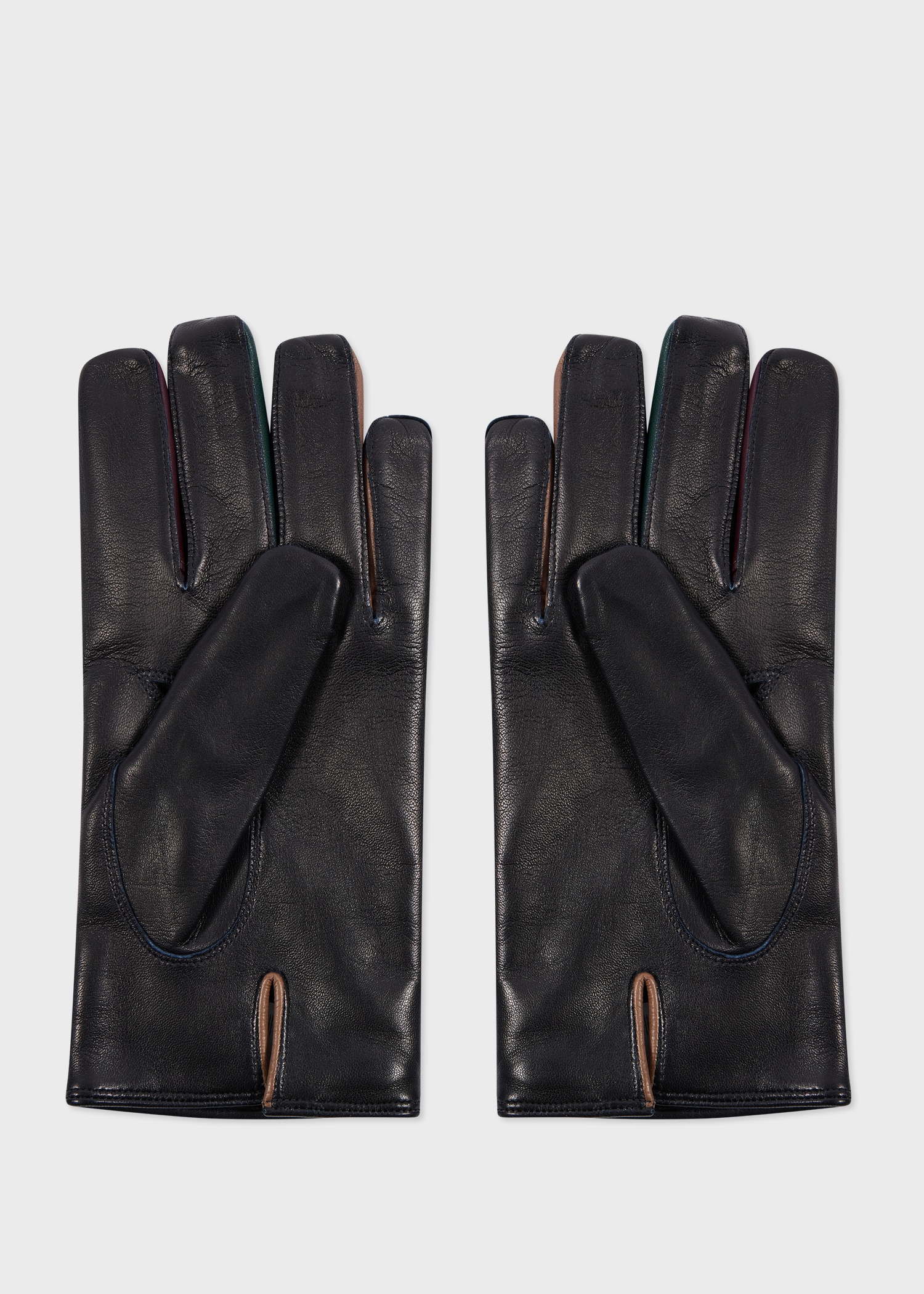 Navy Leather 'Concertina' Gloves - 2