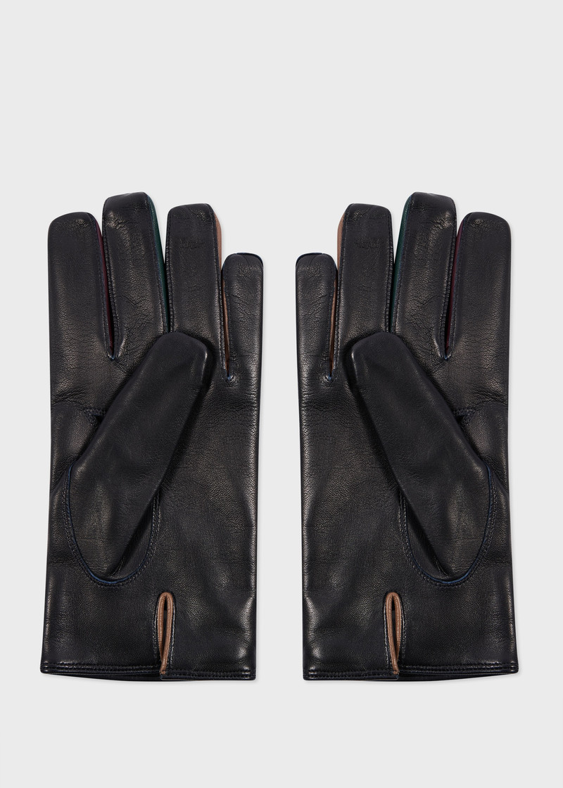 Paul Smith Navy Leather 'Concertina' Gloves outlook