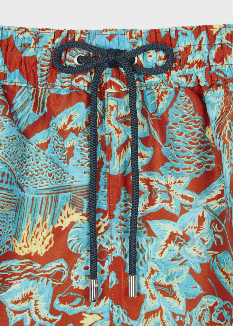 Paul Smith Orange and Turquoise 'Chalet' Swim Shorts outlook
