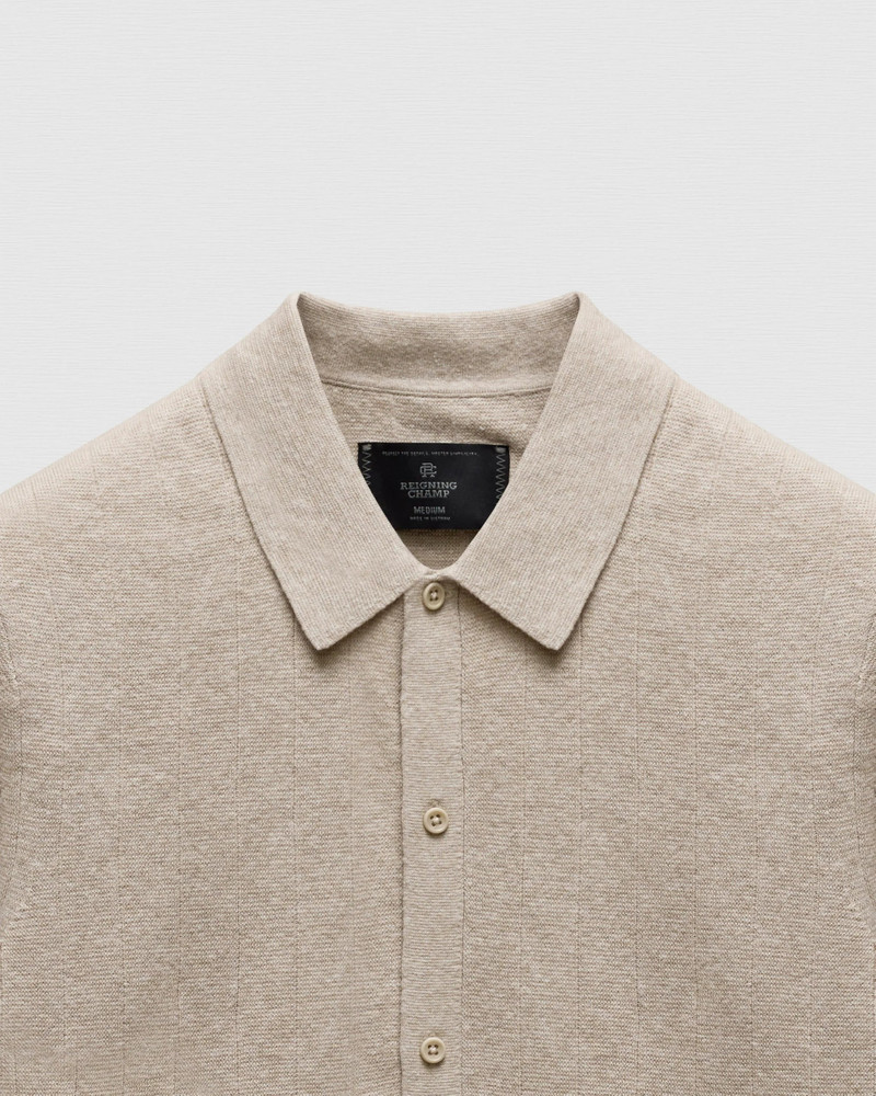Reigning Champ Cotton Linen Stripe Piazza Shirt - Heather Oatmeal outlook
