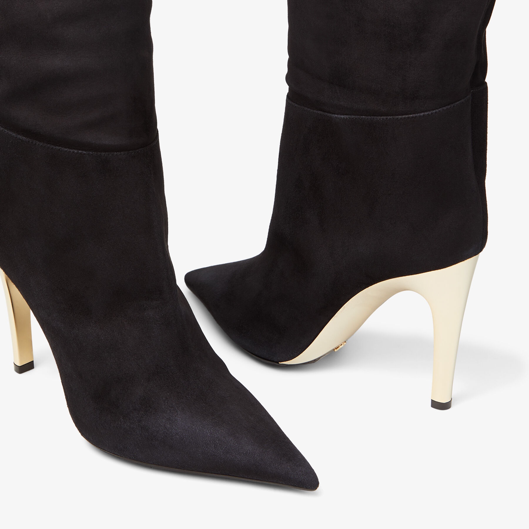 Cierra Over The Knee 100
Black Suede Over-the-knee Boots with Gold Heel - 4