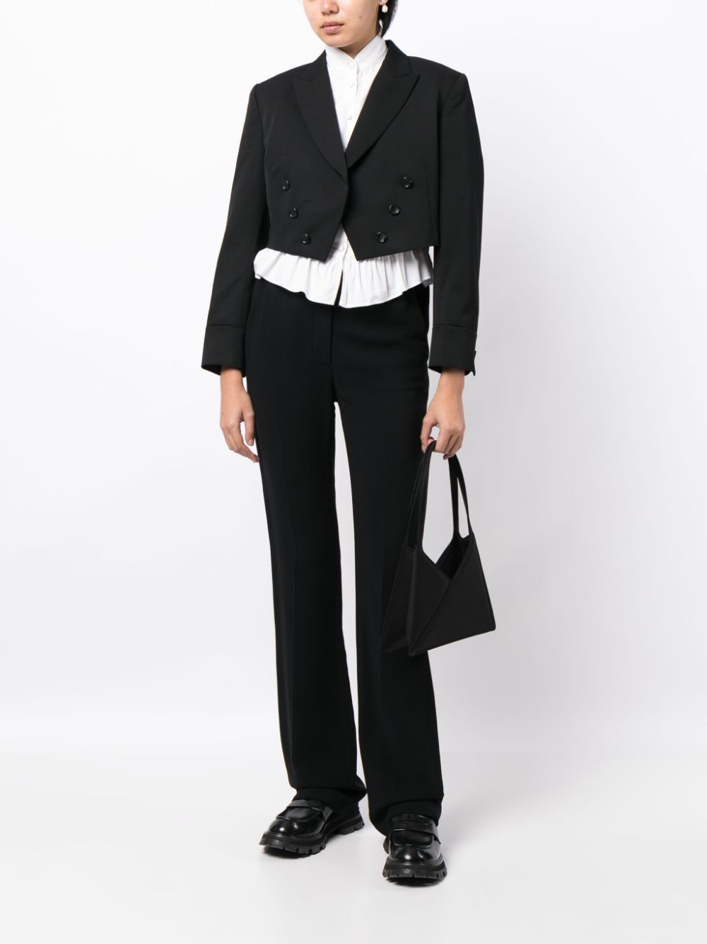 double-breasted cropped wool blazer - 2