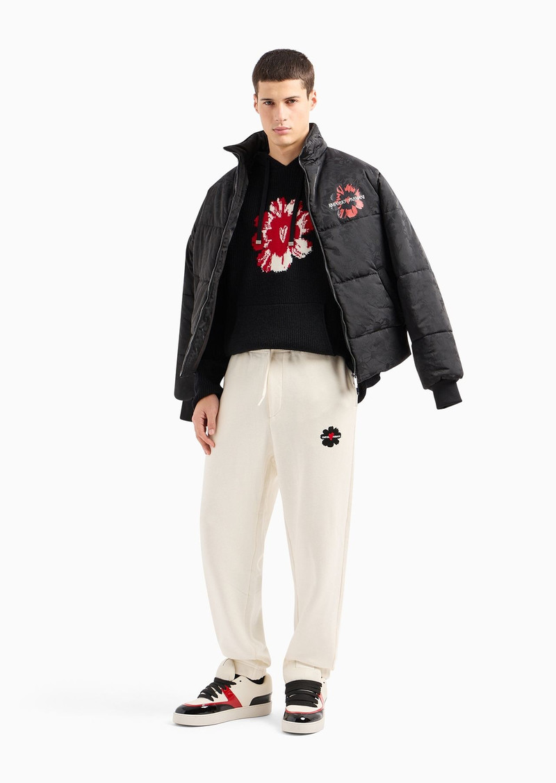 EMPORIO ARMANI Soft jersey-fleece joggers with Mon Amour flock print outlook