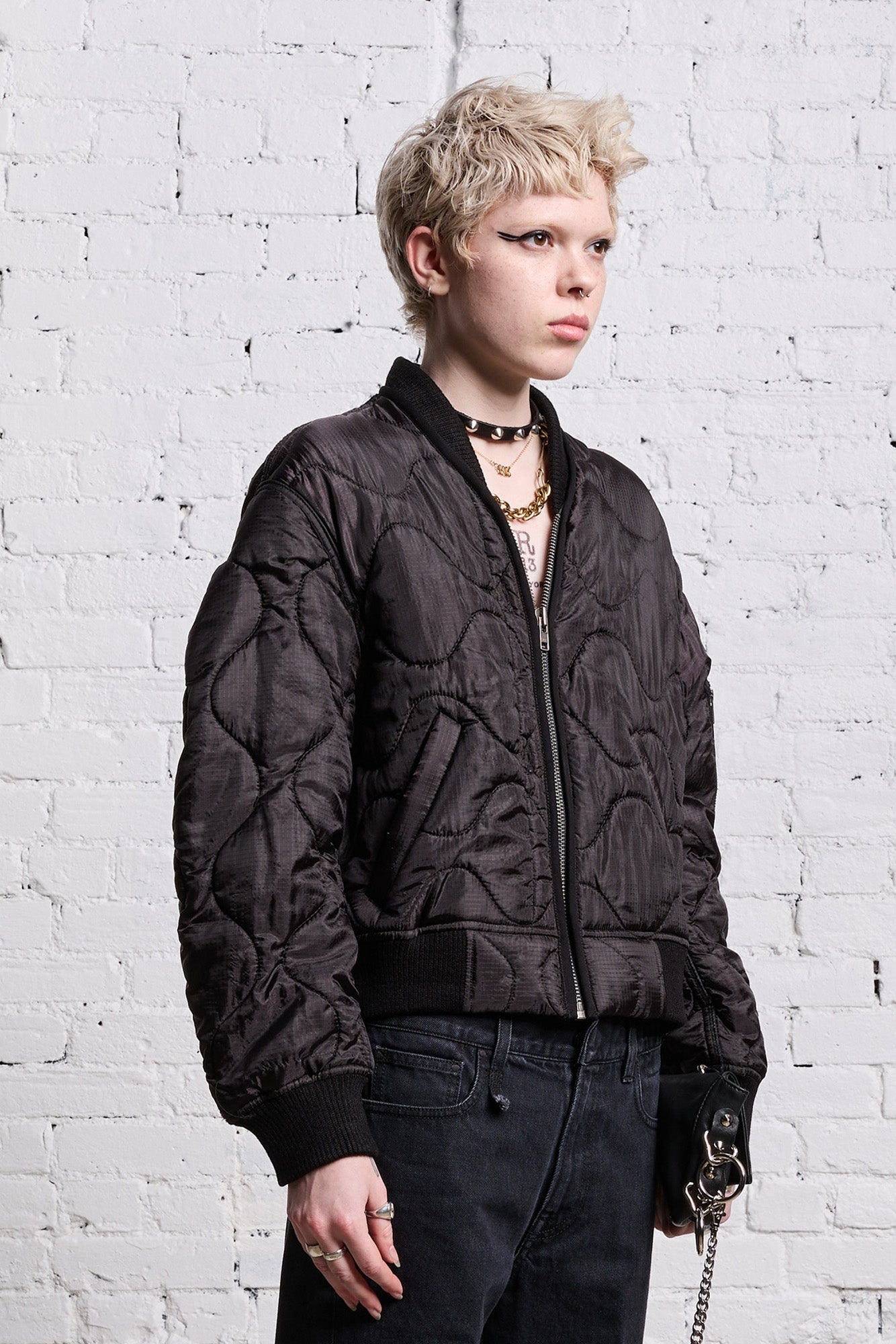 REFURBISHED LINER BOMBER - BLACK OVERDYE - 5