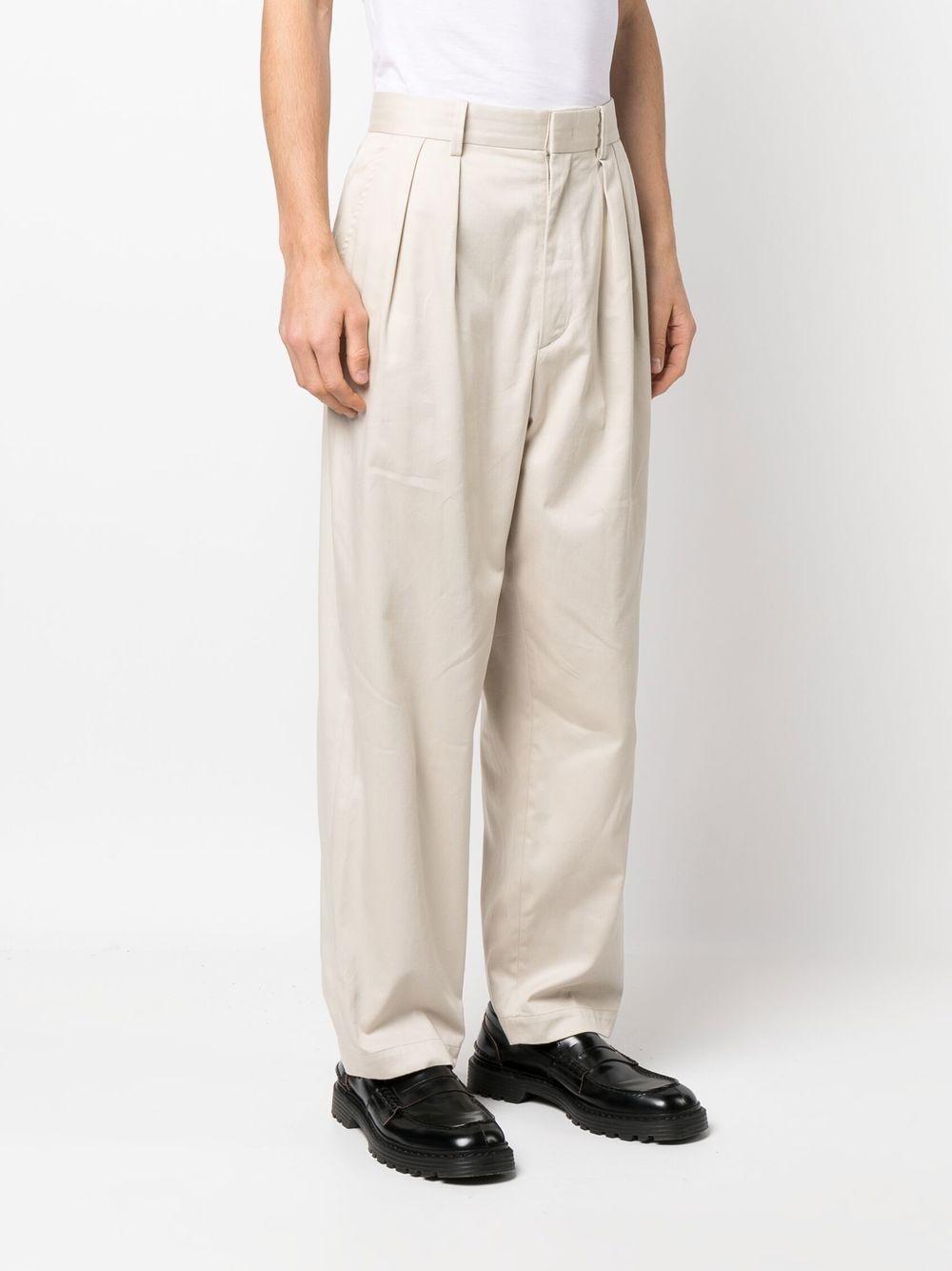 high-rise straight-leg cotton trousers - 3