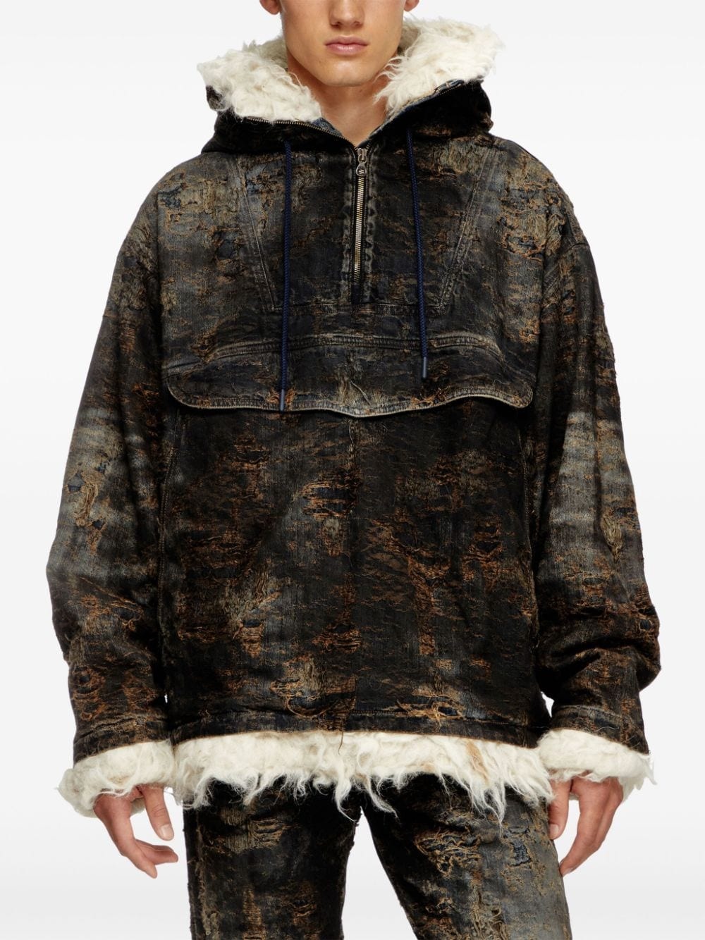 D-ARAK-FSF coated jacquard denim anorak - 2