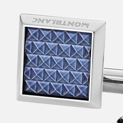 Montblanc Cufflinks, rectangular in stainless steel with blue patterned inlay outlook