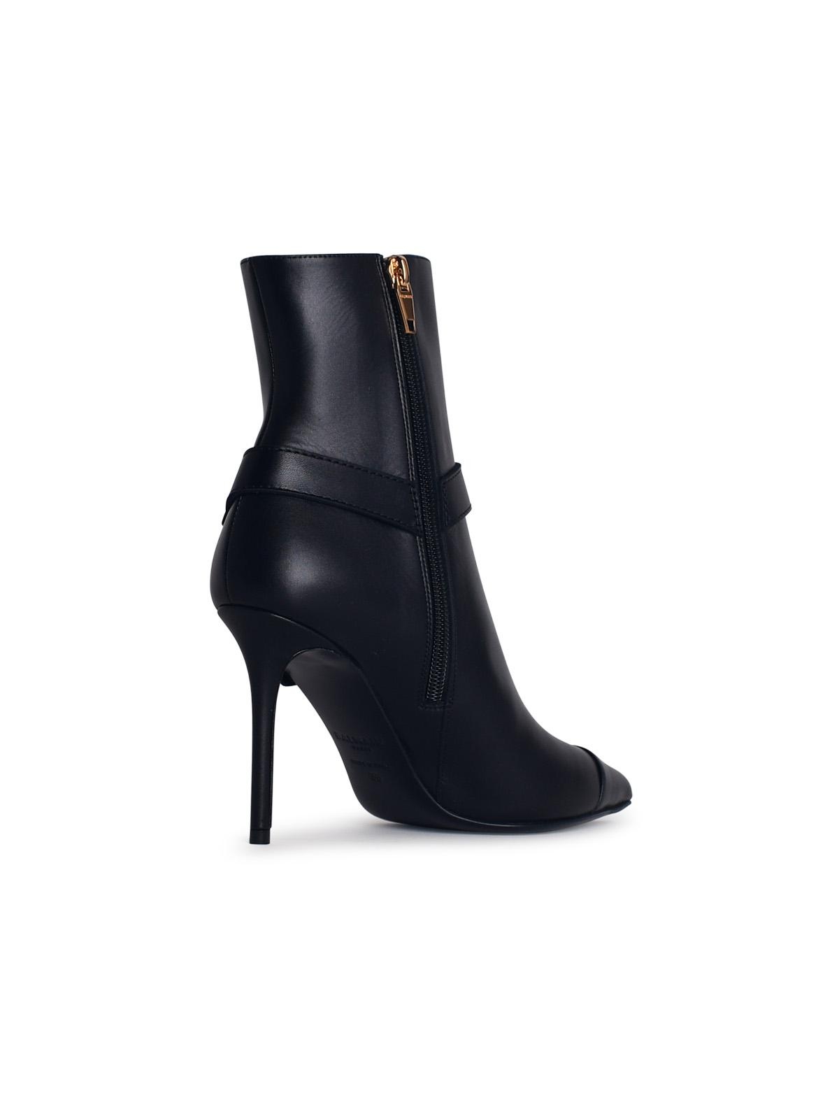 Balmain 'Eva' Black Lear Ankle Boots - 3