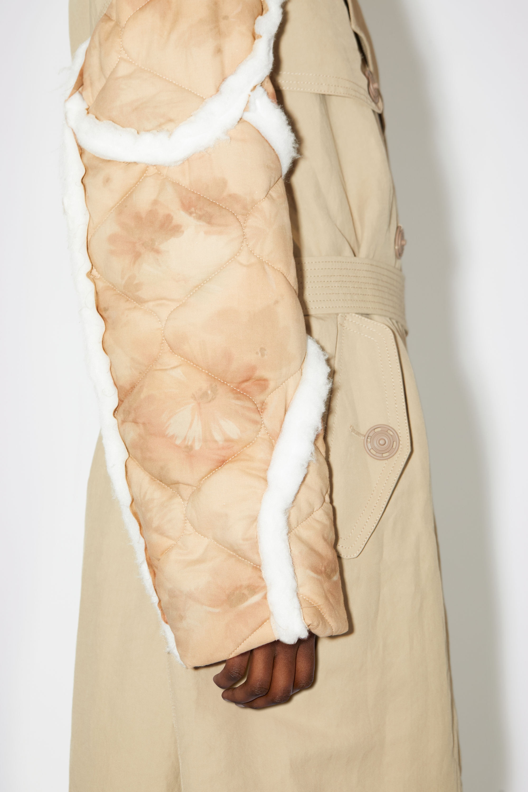 Double-breasted patchwork trench coat - Dusty beige - 5