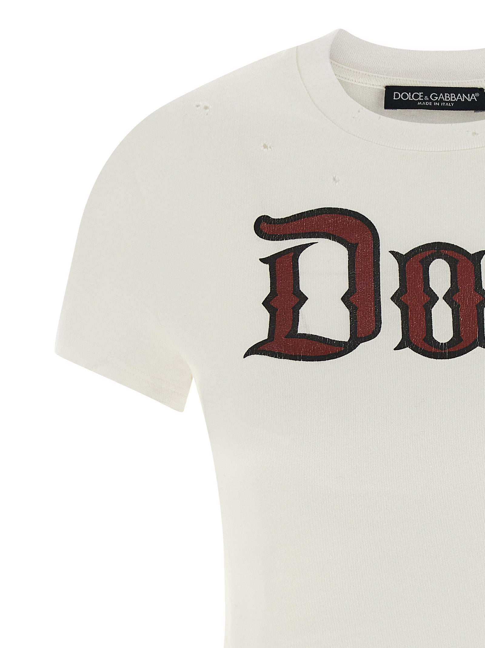 Used Effect Cotton T-Shirt White - 3