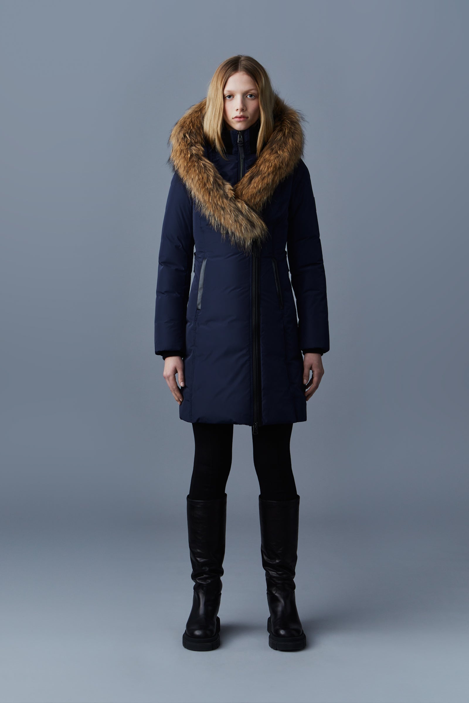 KAY down coat with natural fur Signature Mackage Collar - 2
