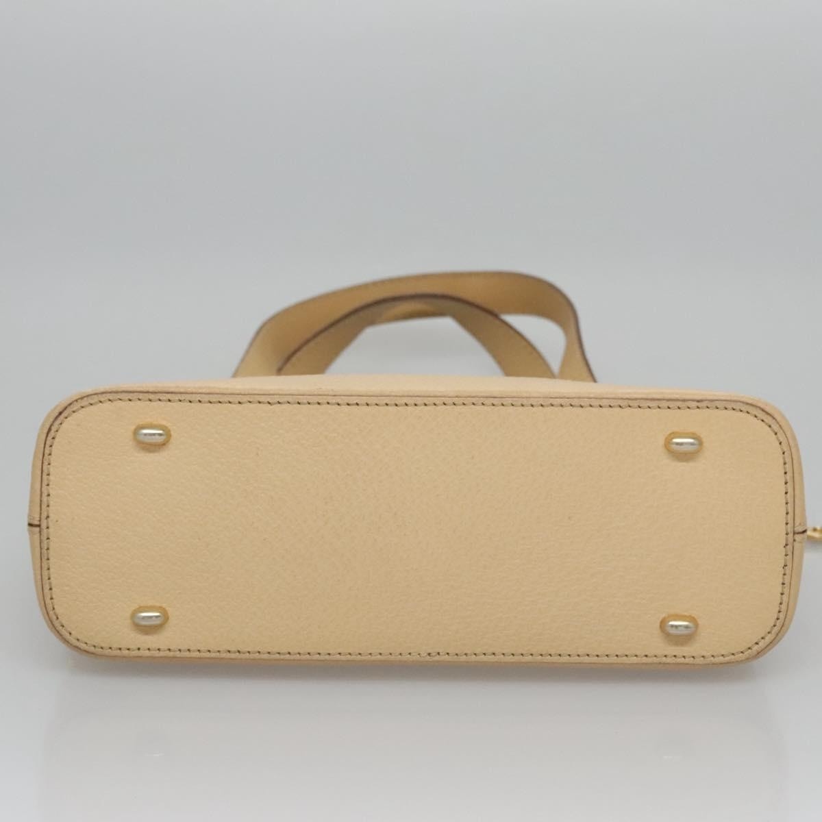 CELINE Hand Bag Leather Beige Gold - 5