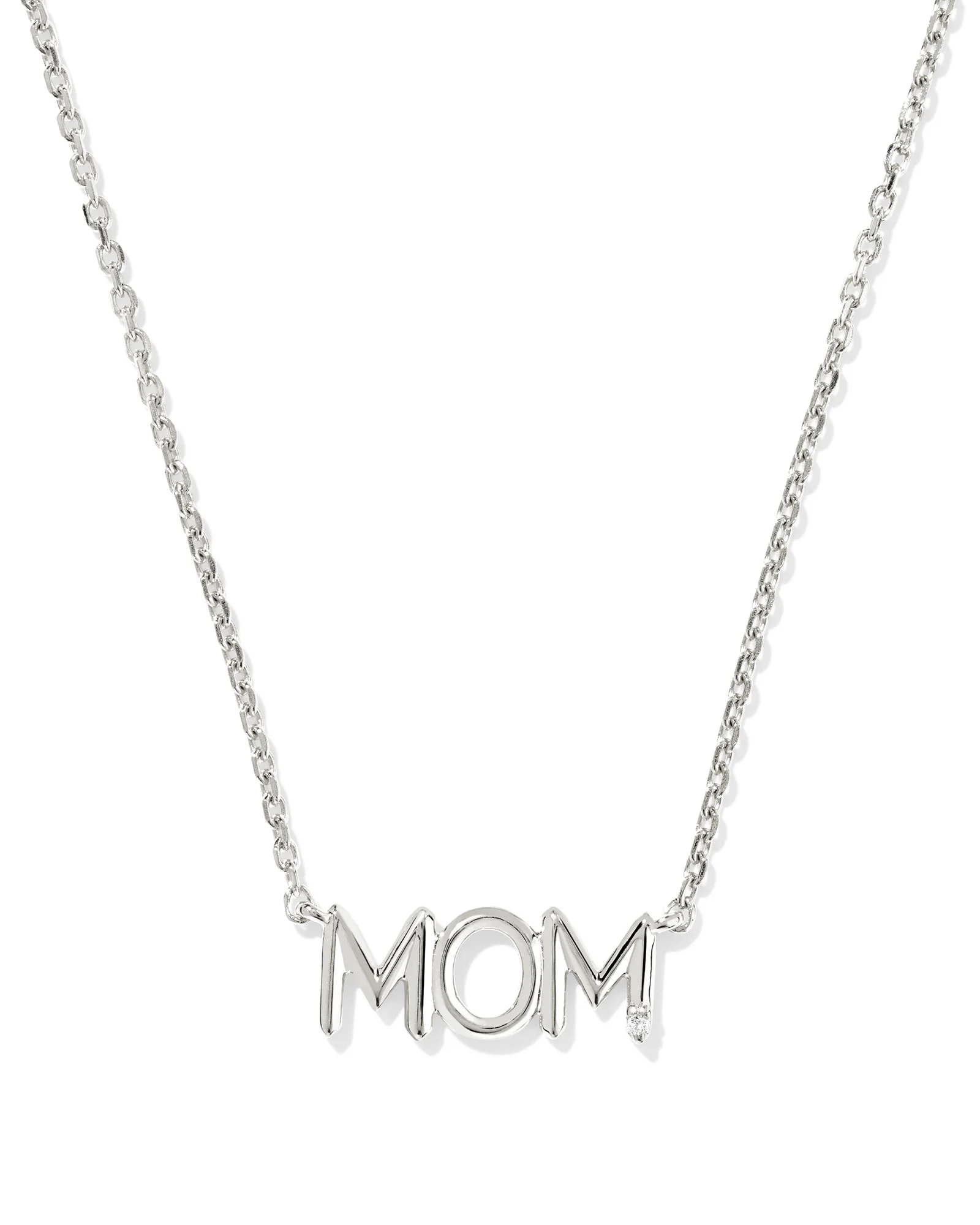 Mom Sparkle Sterling Silver Short Pendant Necklace - 1