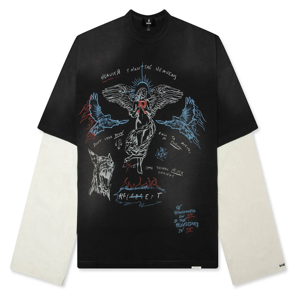 HEAVIER THAN THE HEAVENS LONG SLEEVE T-SHIRT - WASHED BLACK - 1