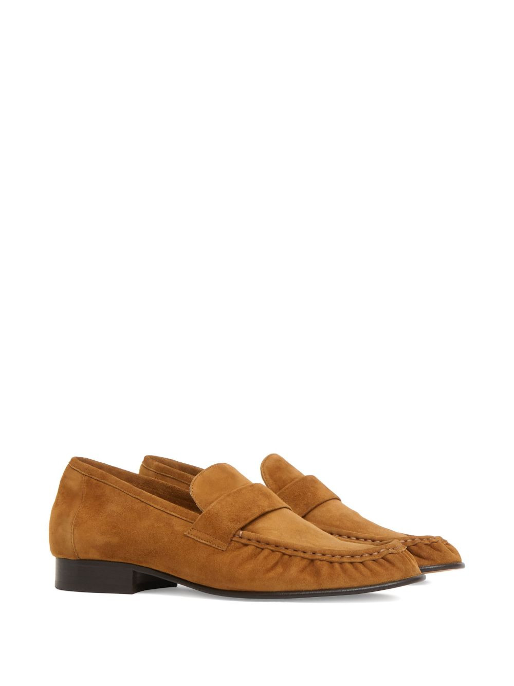 ruched suede loafers - 2
