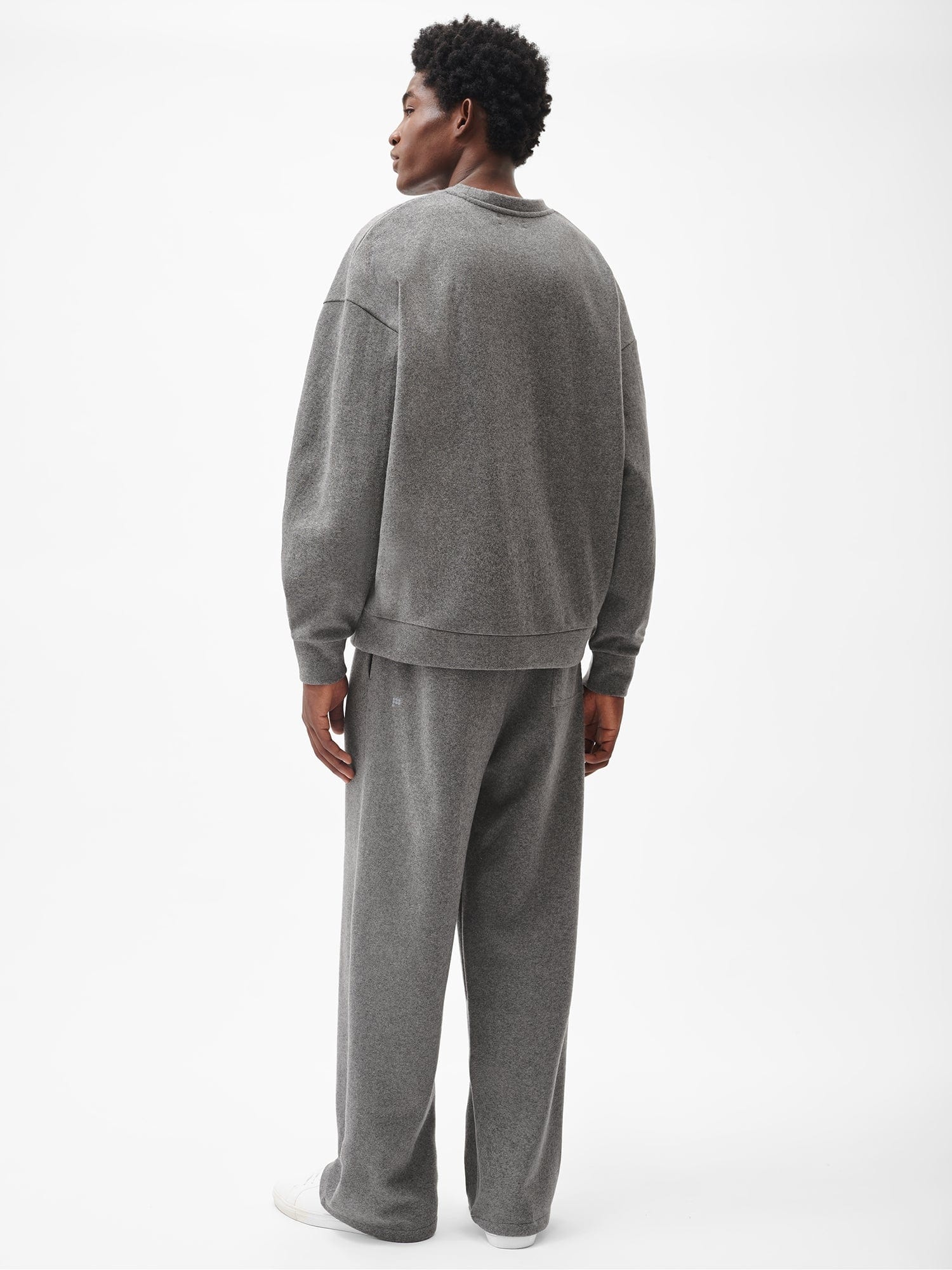 Mens Recycled Wool Jersey Wide-Leg Track Pants - Volcanic Grey - 3
