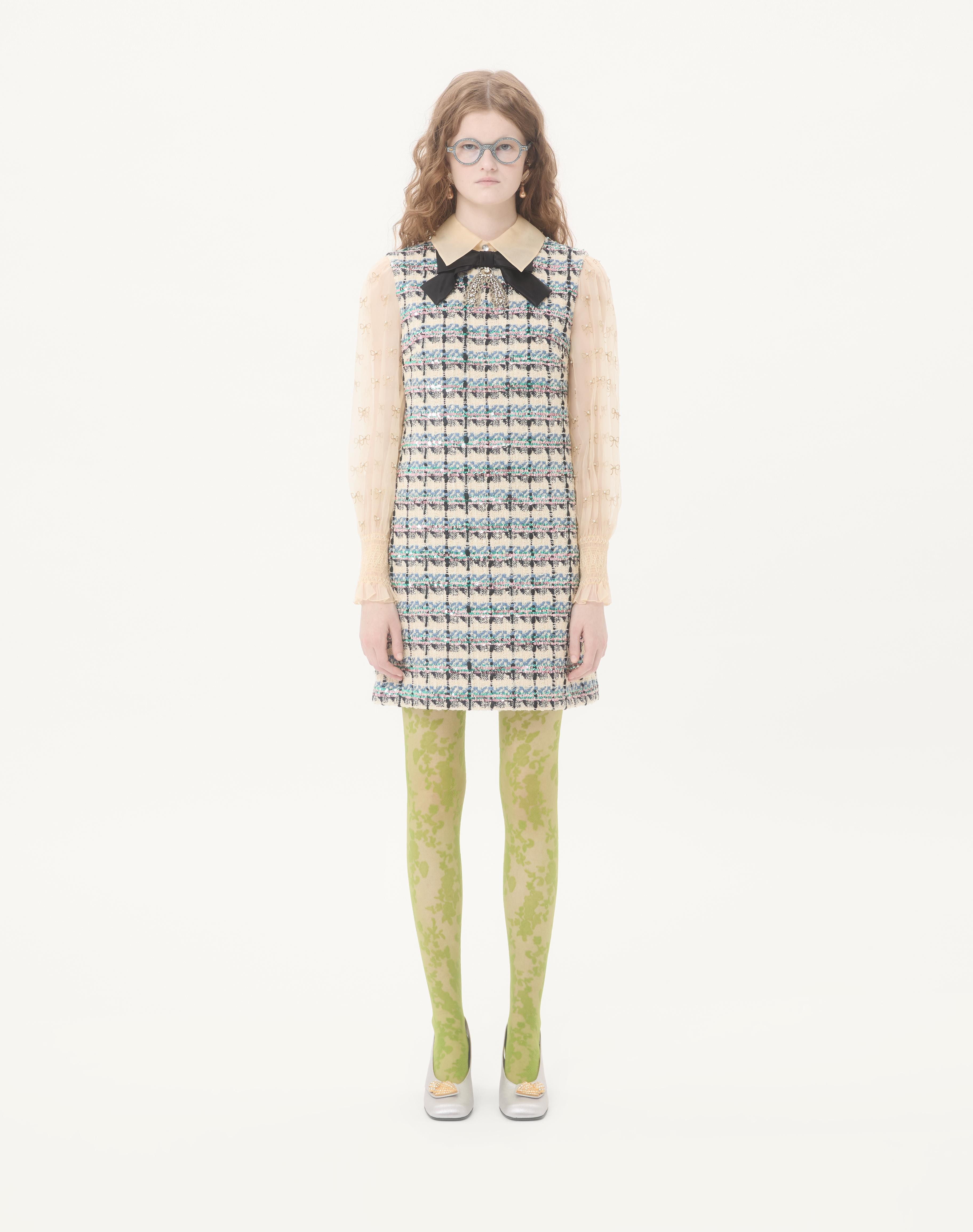 TWEED PAILLETTES EMBROIDERED SHORT DRESS - 5