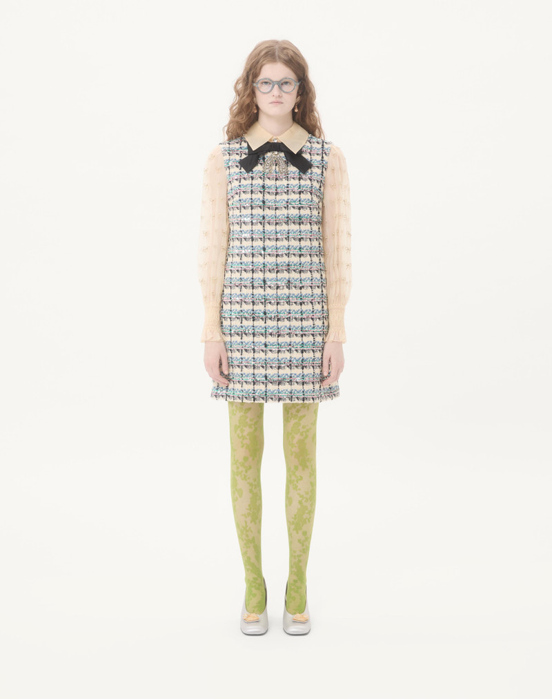 TWEED PAILLETTES EMBROIDERED SHORT DRESS 5