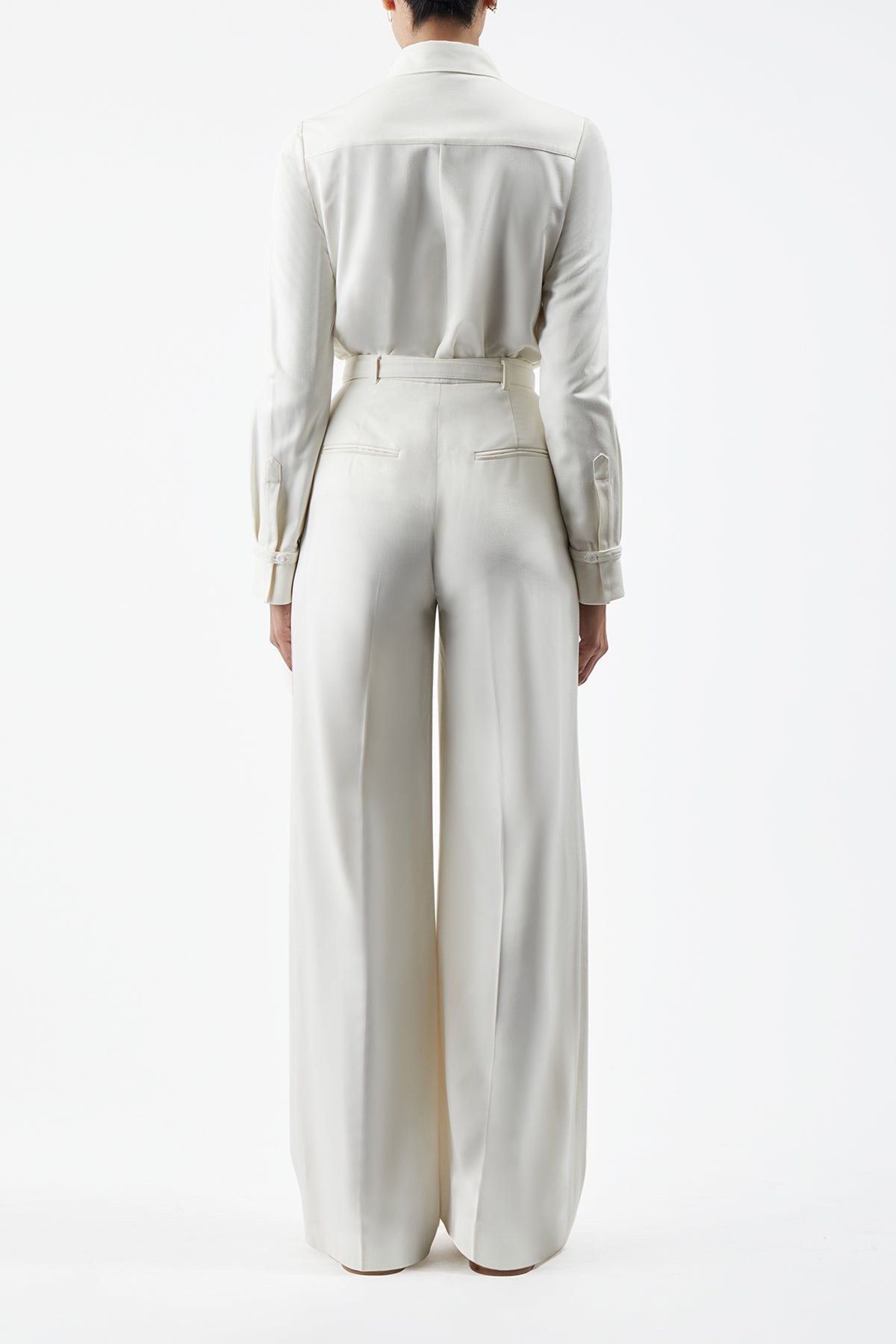 Vargas Pant in Ivory Washed Silk - 4