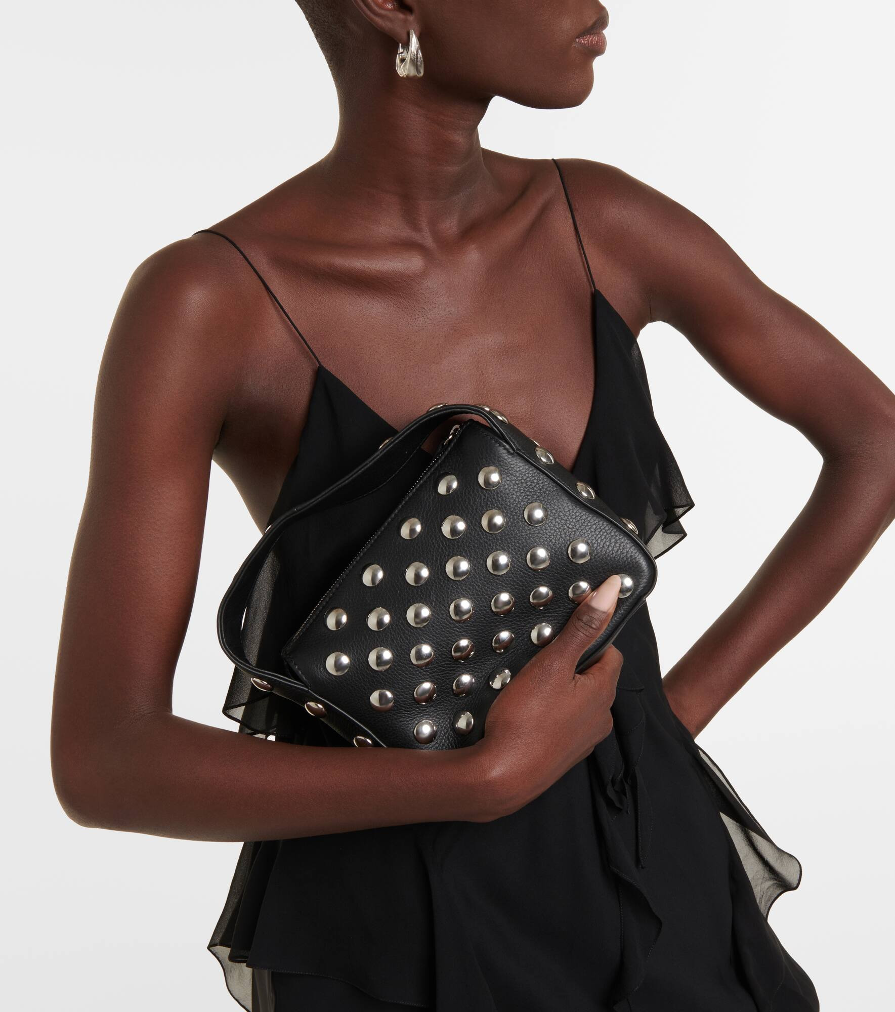 Elena studded leather shoulder bag - 2
