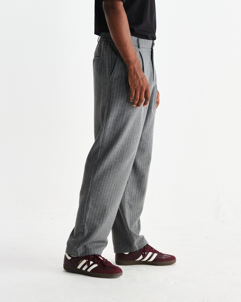 Malham - Charcoal Grey Pinstripe Wool Trousers 4