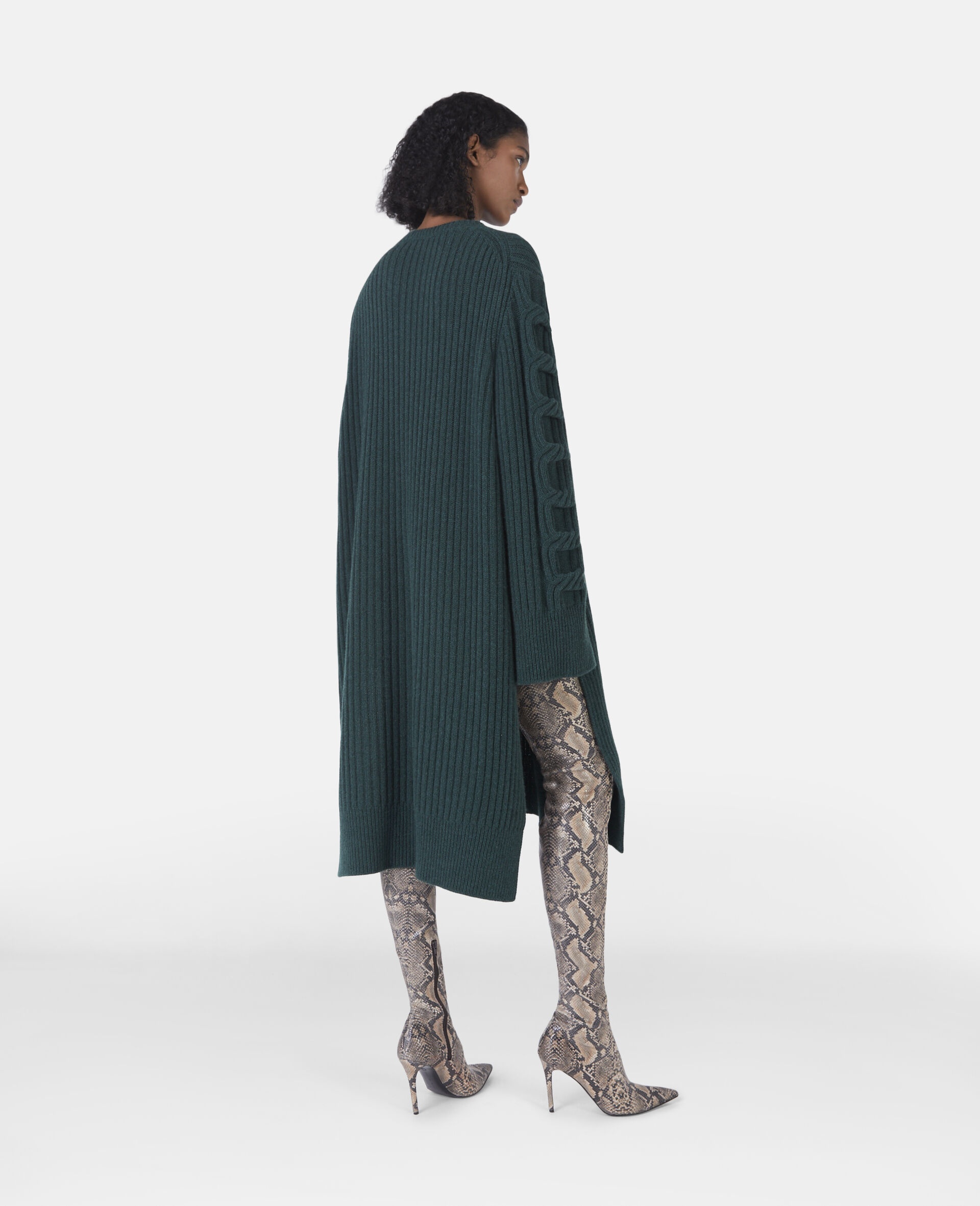Regenerated Cashmere Chain Cable Knit Jumper Dress - 4