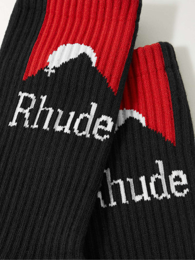 Rhude Moonlight Sport Logo-Jacquard Ribbed Cotton-Blend Socks outlook