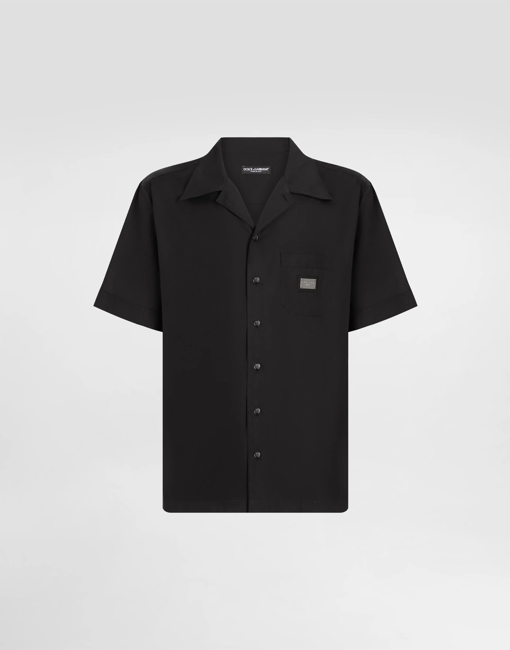 Cotton Hawaiian shirt with branded tag - 1