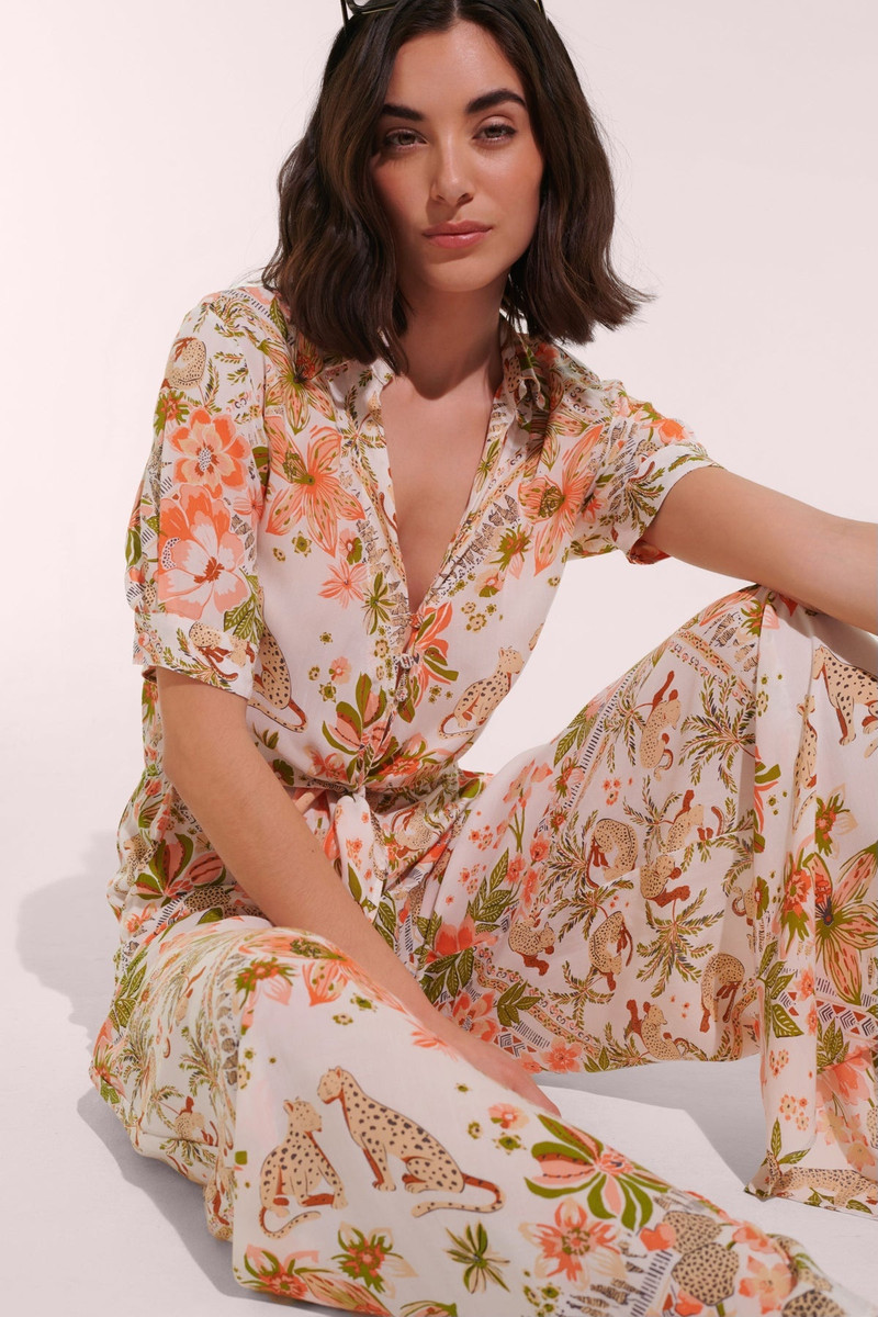 Poupette St Barth Long Jumpsuit Bettina - Pink Leo Foulard outlook