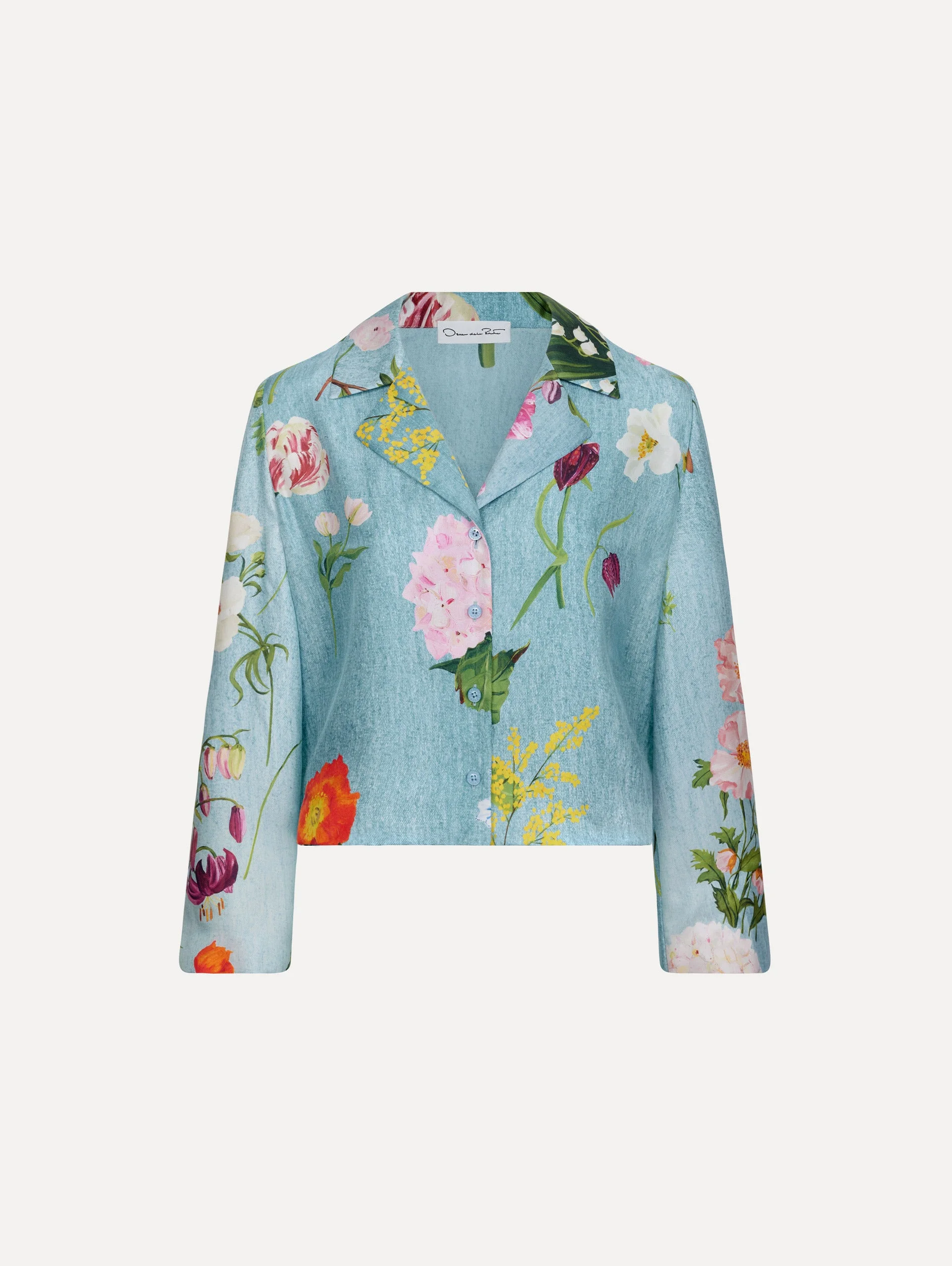 MIXED BOTANICAL SILK TWILL BLOUSE - 1