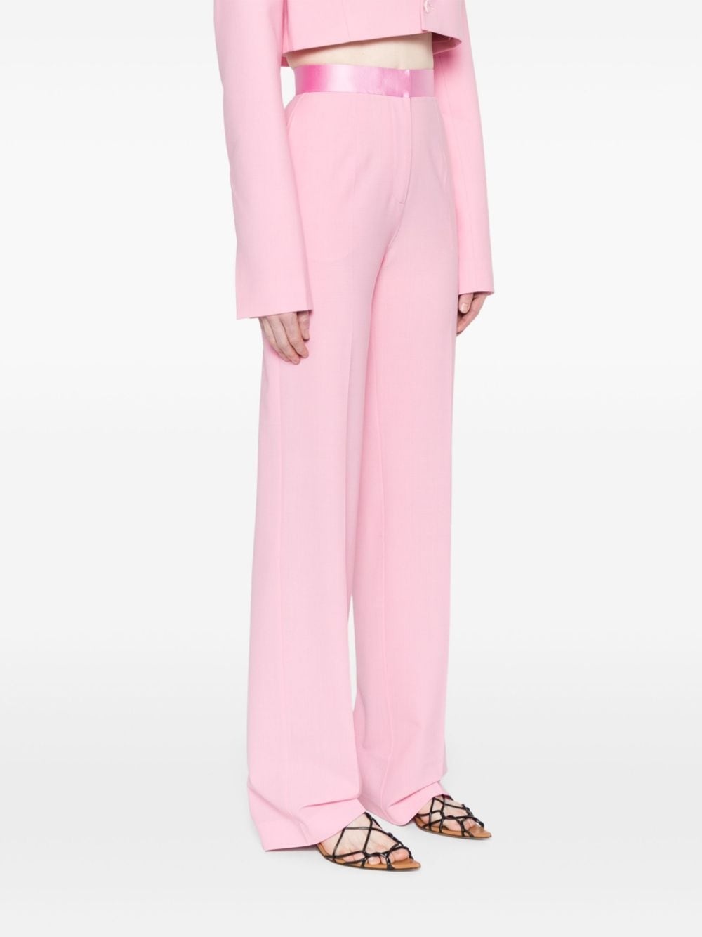 satin-trim tailored trousers - 3