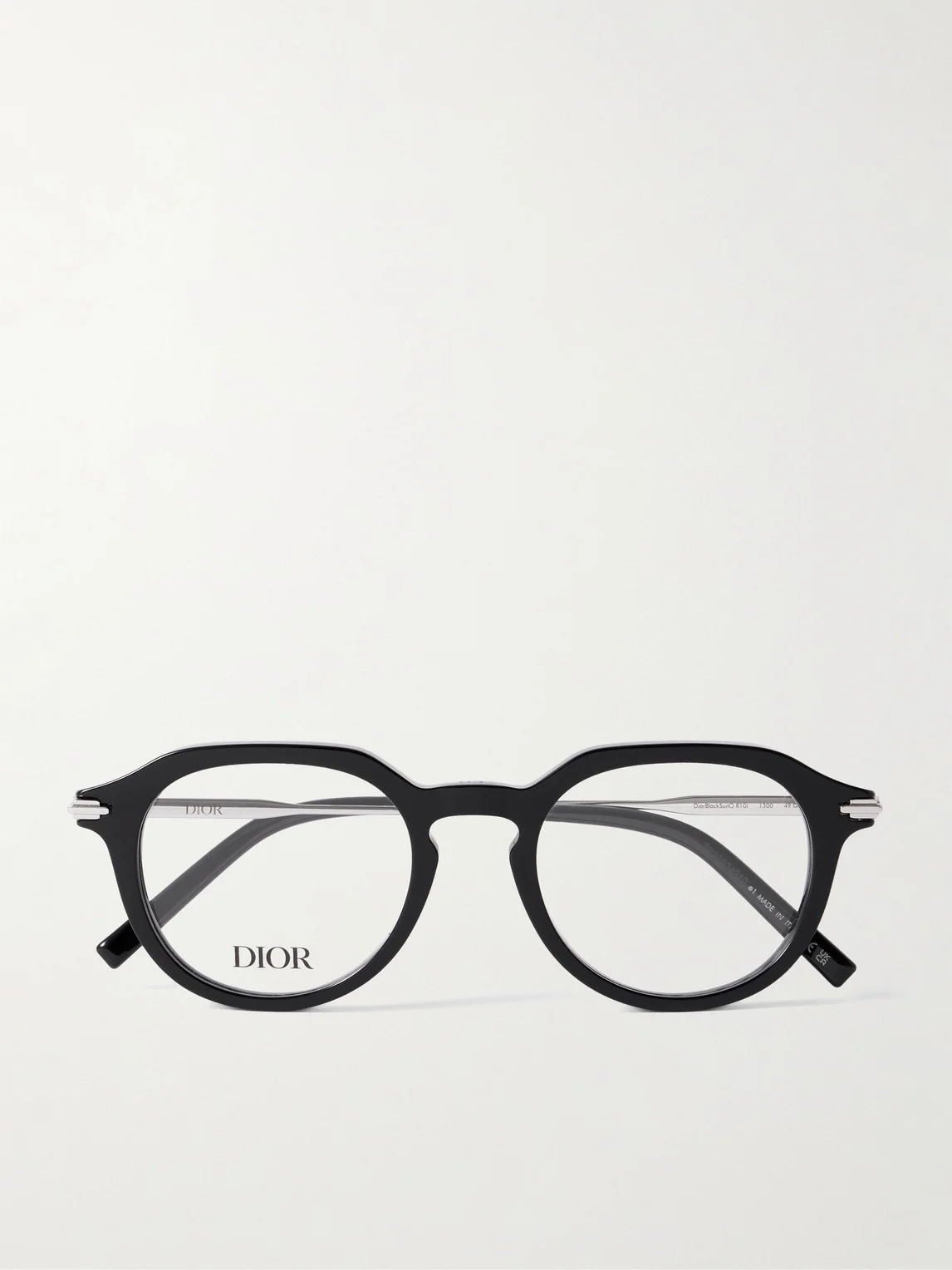 DiorBlackSuitO R10I Round-Frame Acetate and Silver-Tone Metal Optical Glasses - 1