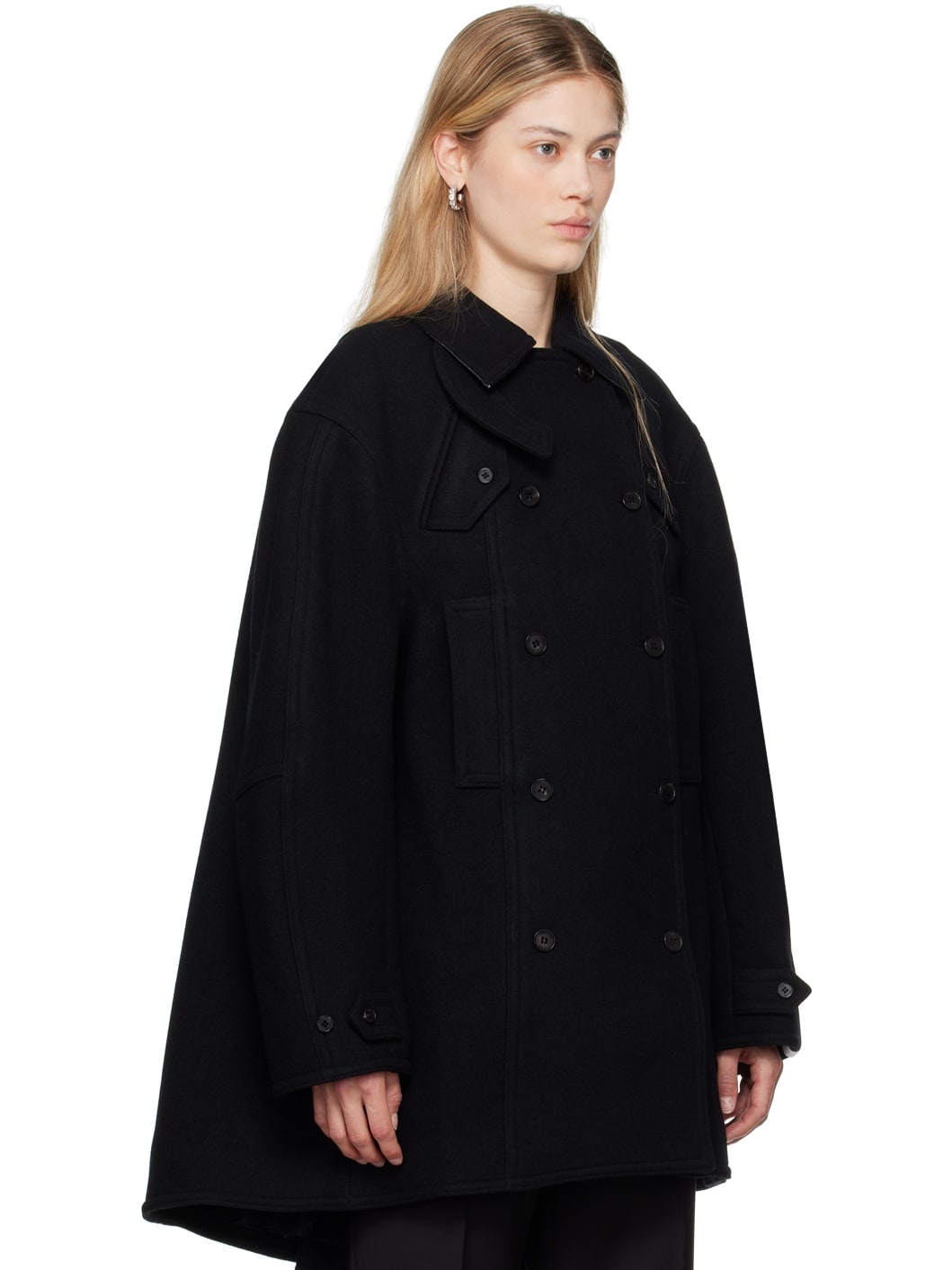Navy Oversized Peacoat - 2