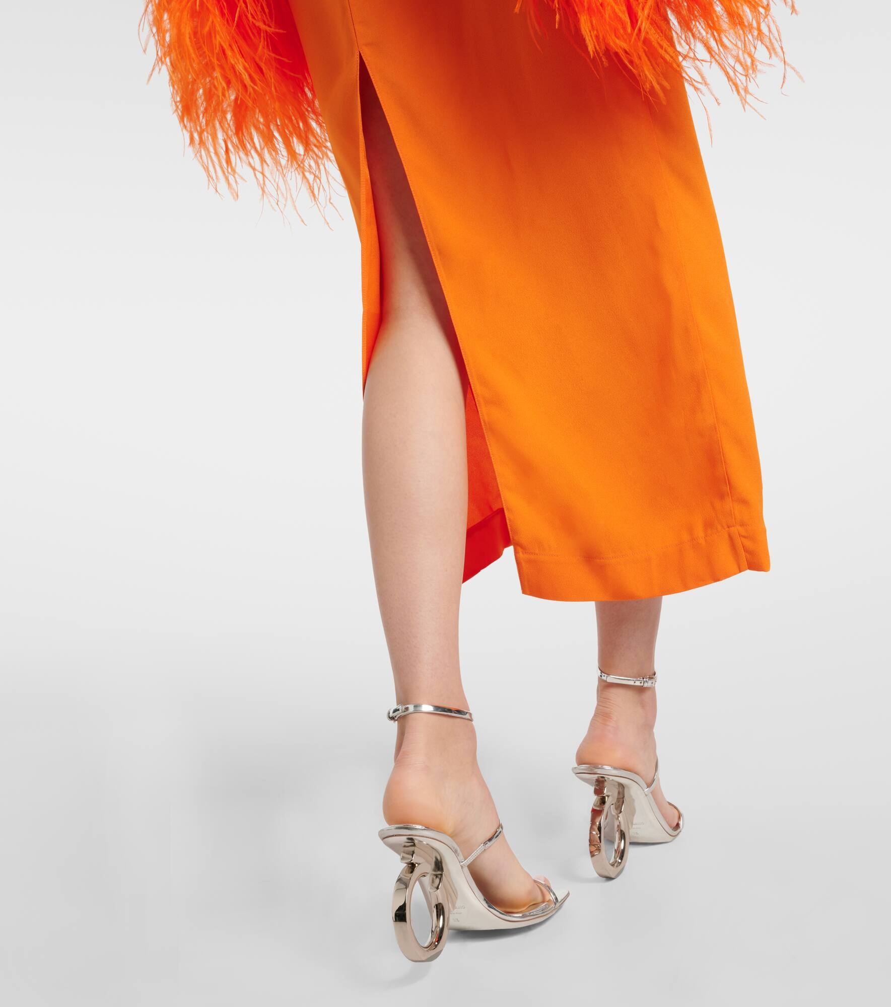 Del Lago feather-trimmed midi dress - 6
